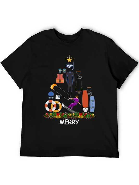 Kitesurfing Christmas T-Shirt - Holiday Water Sports Tee