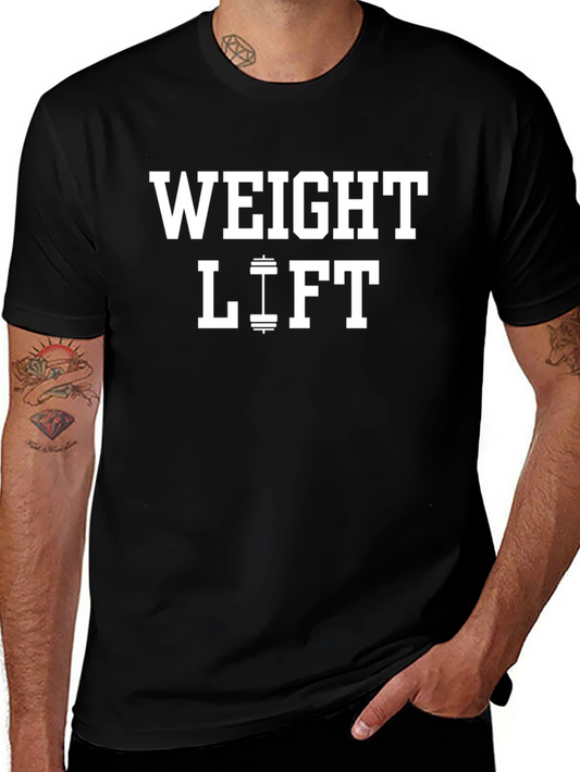 Weight Lifting Graphic Tee - Black Cotton Gym Shirt