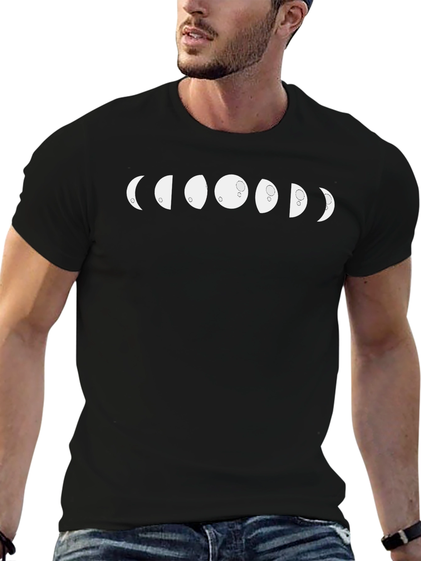 Lunar Phase T-Shirt - Mens Black Crew Neck Tee