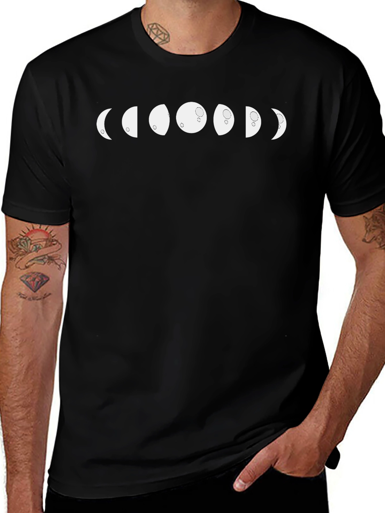 Lunar Phase T-Shirt - Mens Black Crew Neck Tee