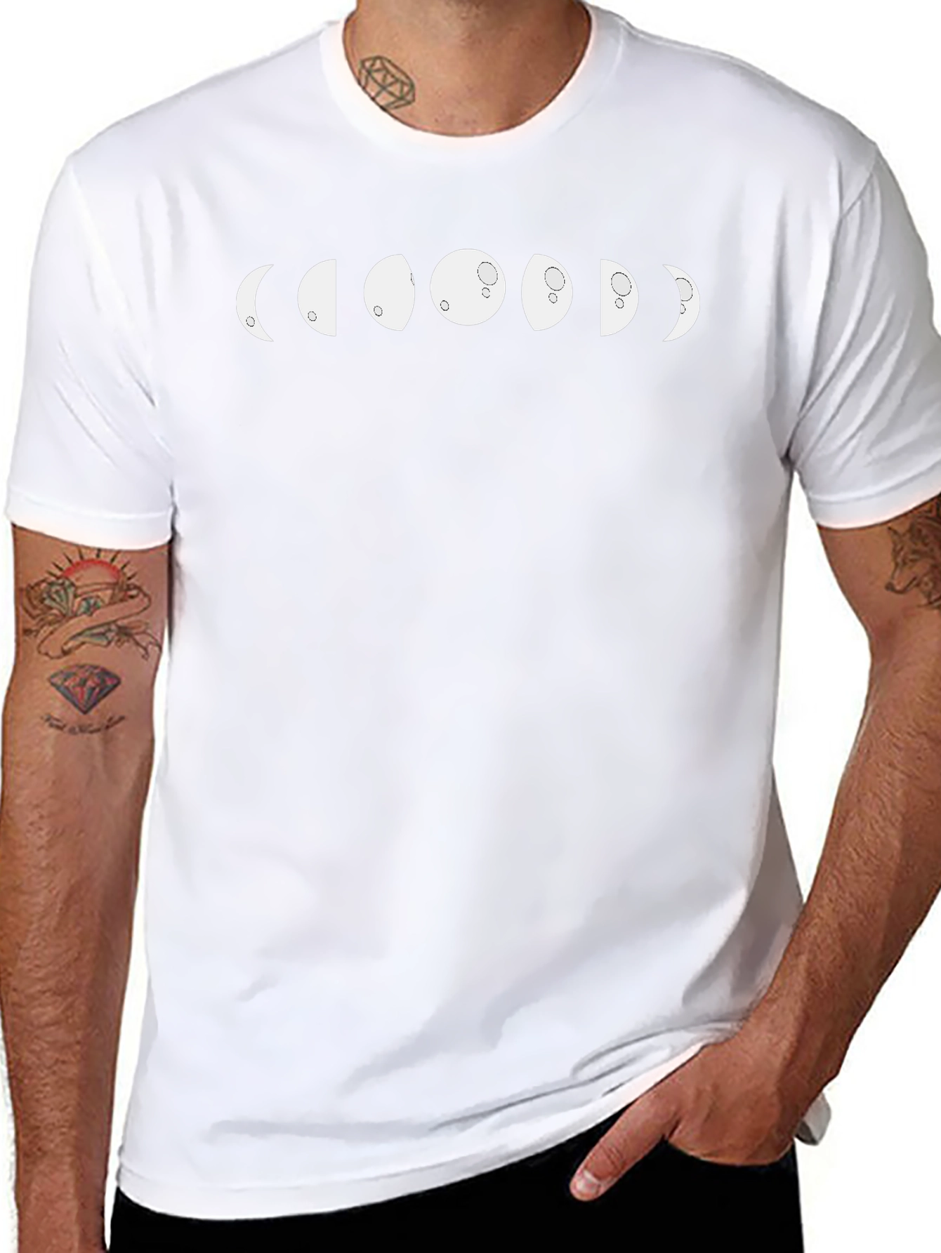 Lunar Phase T-Shirt - Mens Black Crew Neck Tee