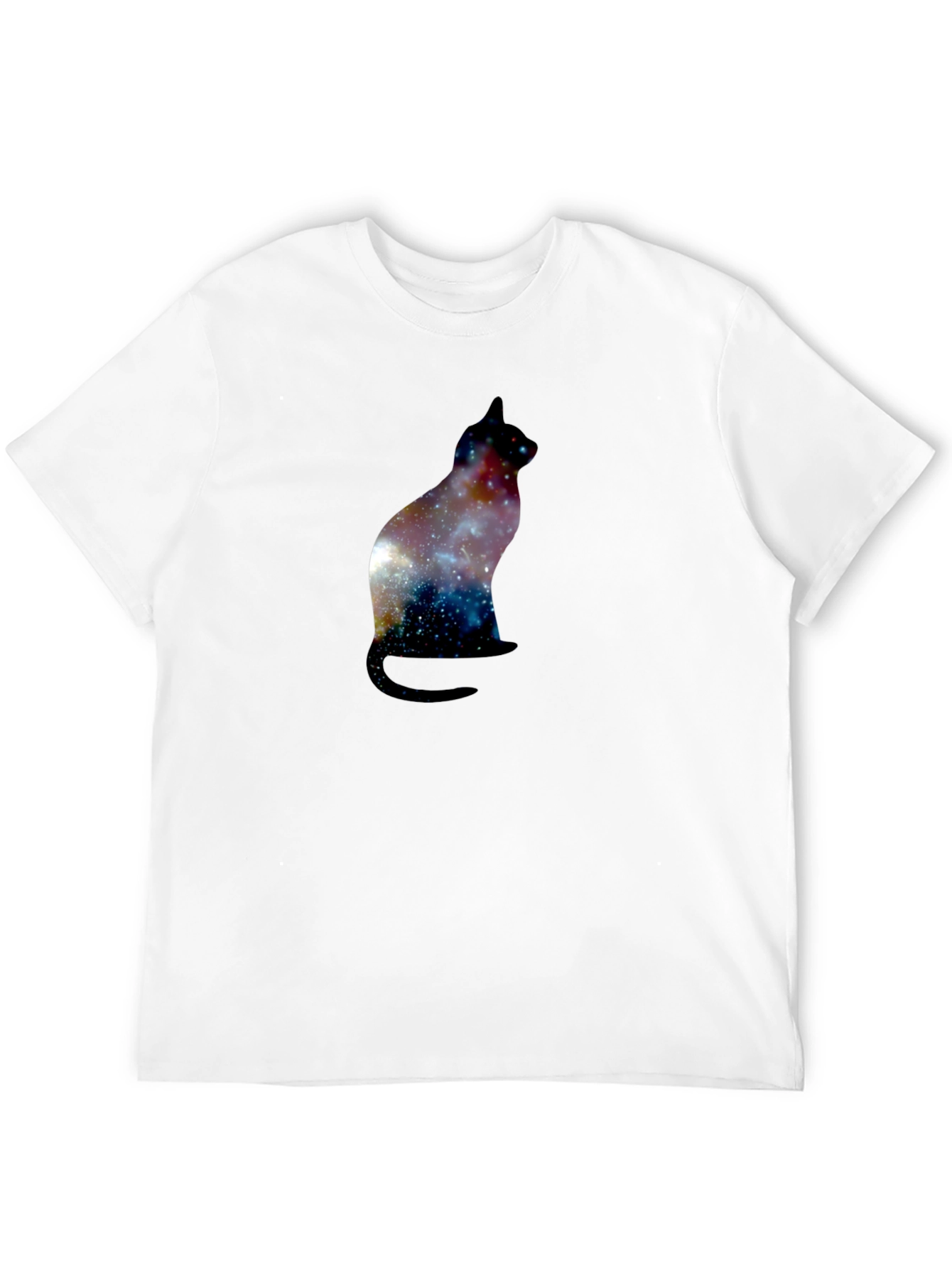 Galaxy Cat Silhouette Black T-Shirt