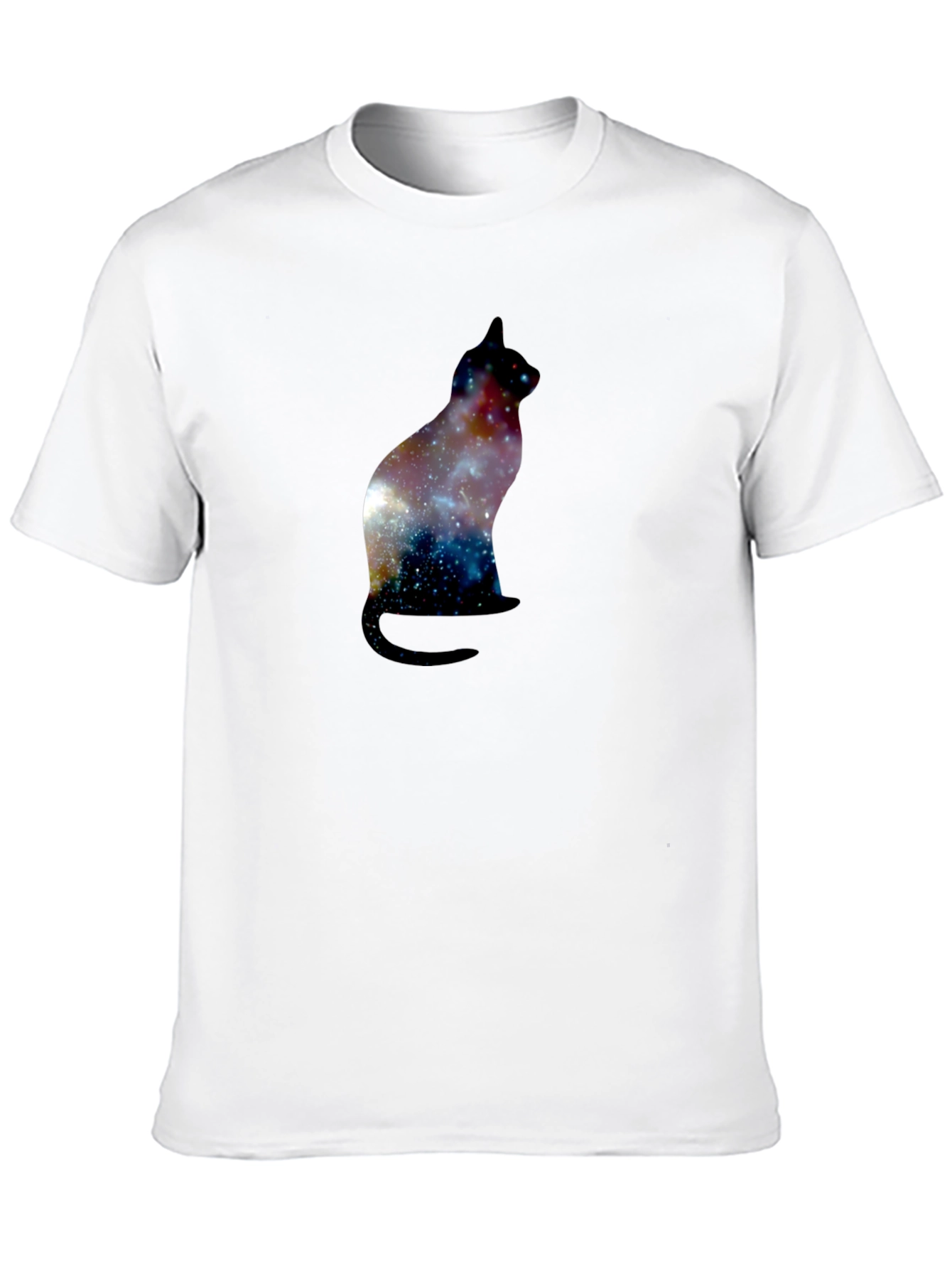 Galaxy Cat Silhouette Black T-Shirt