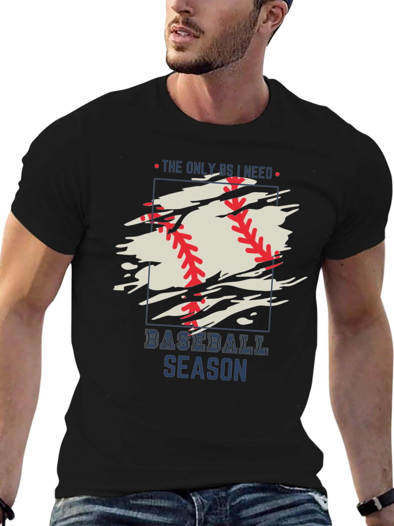 Baseball Season Graphic Tee - Mens Black T-Shirt