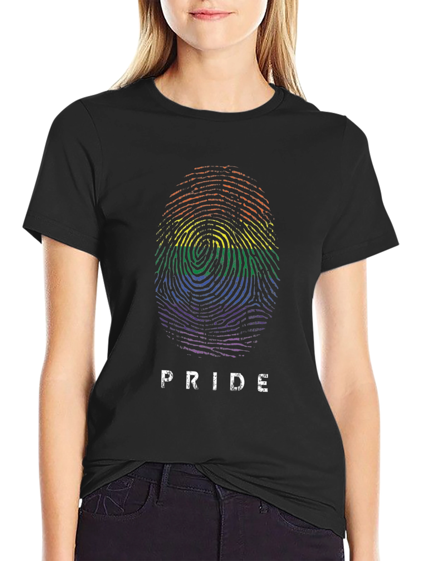 Pride Fingerprint Graphic Tee - Black
