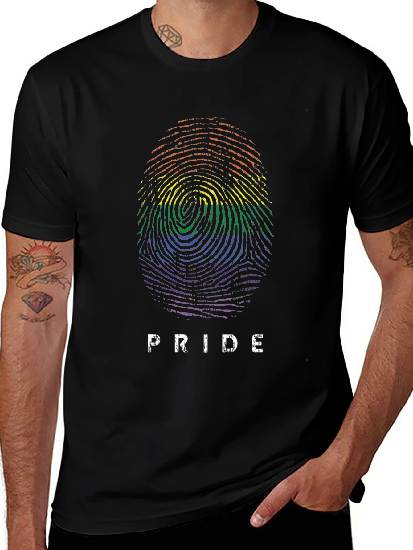 Pride Fingerprint Graphic Tee - Black