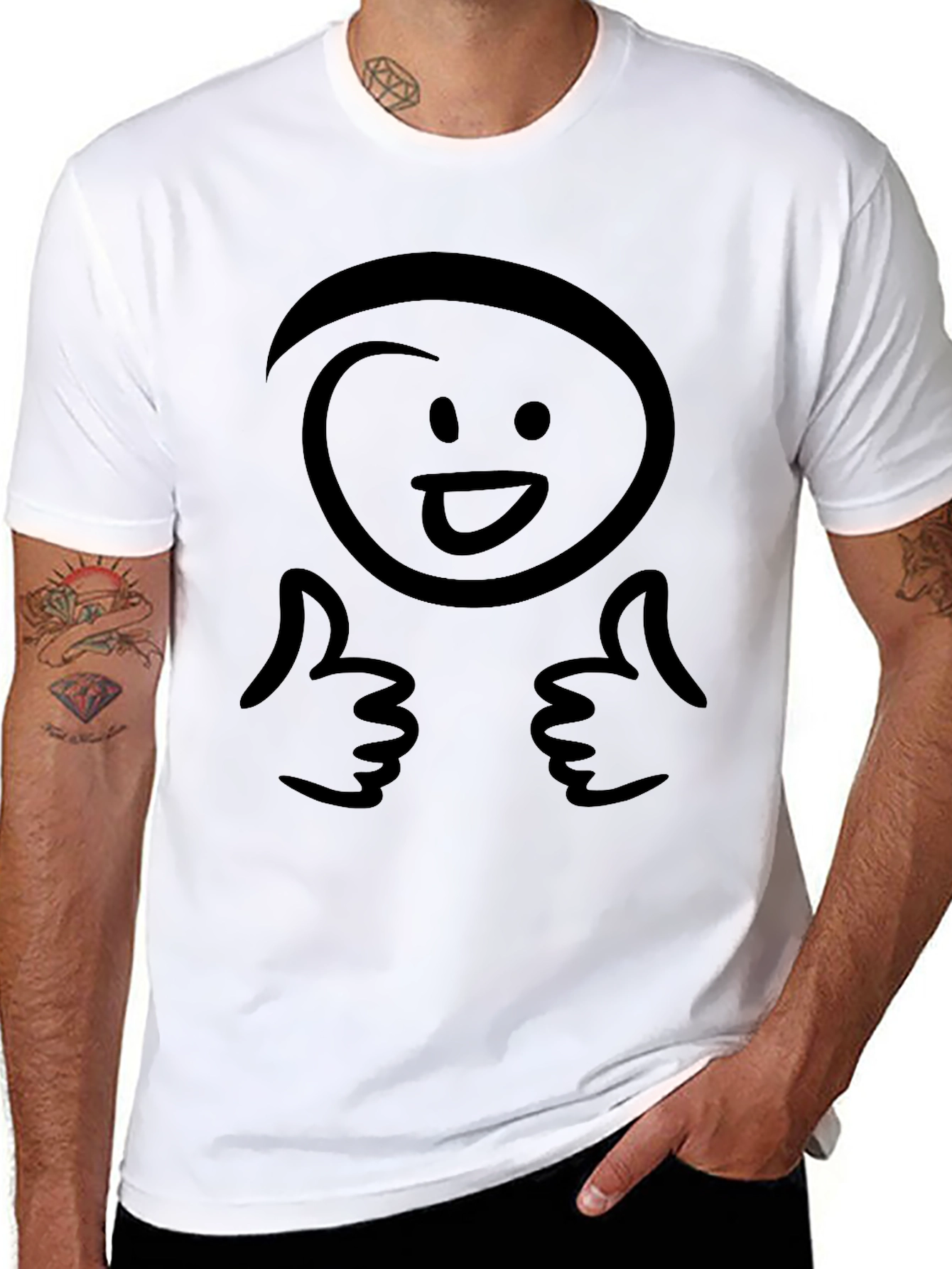 Funny Smiley Face Thumbs Up Black T-Shirt