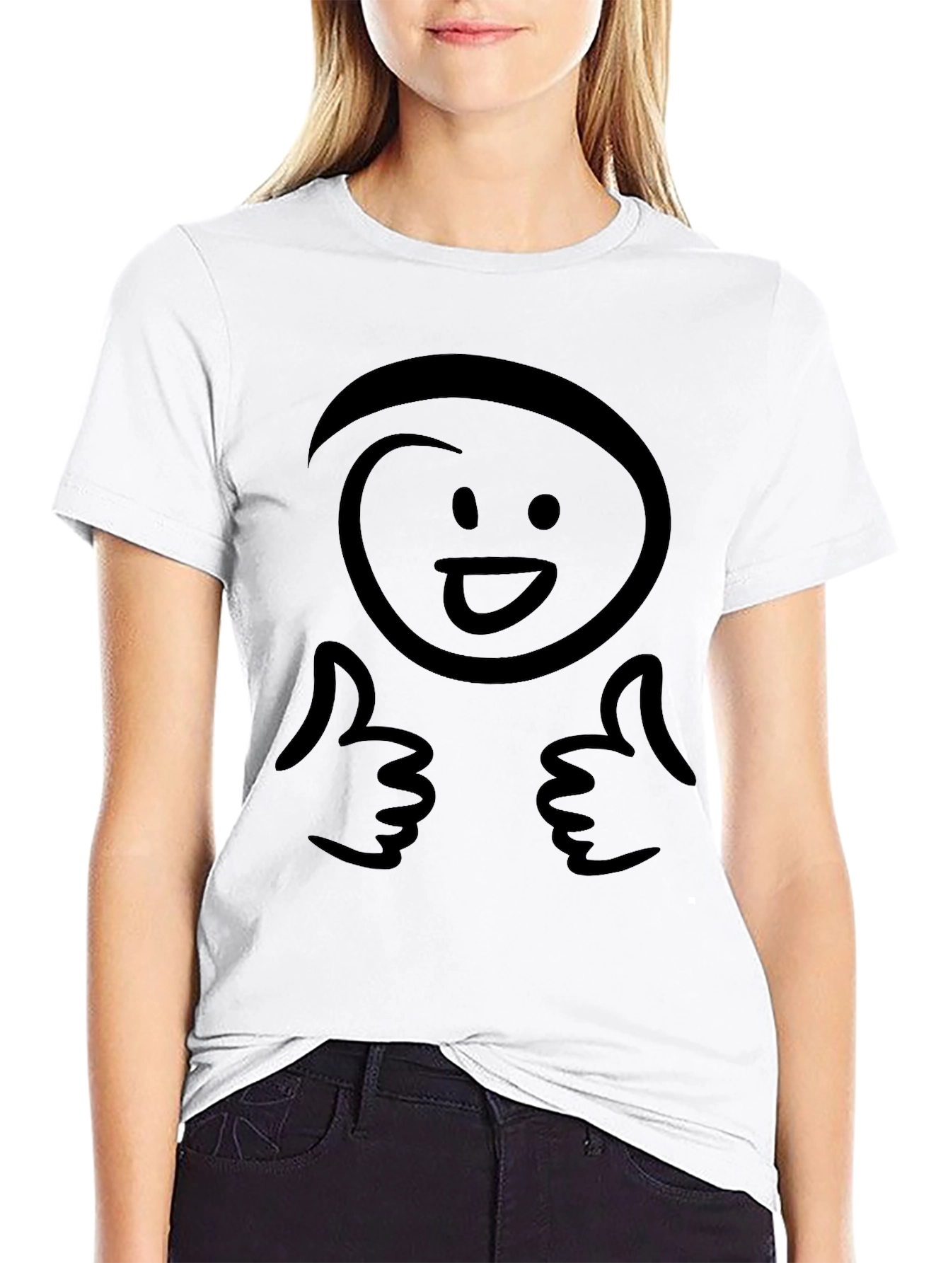 Funny Smiley Face Thumbs Up Black T-Shirt