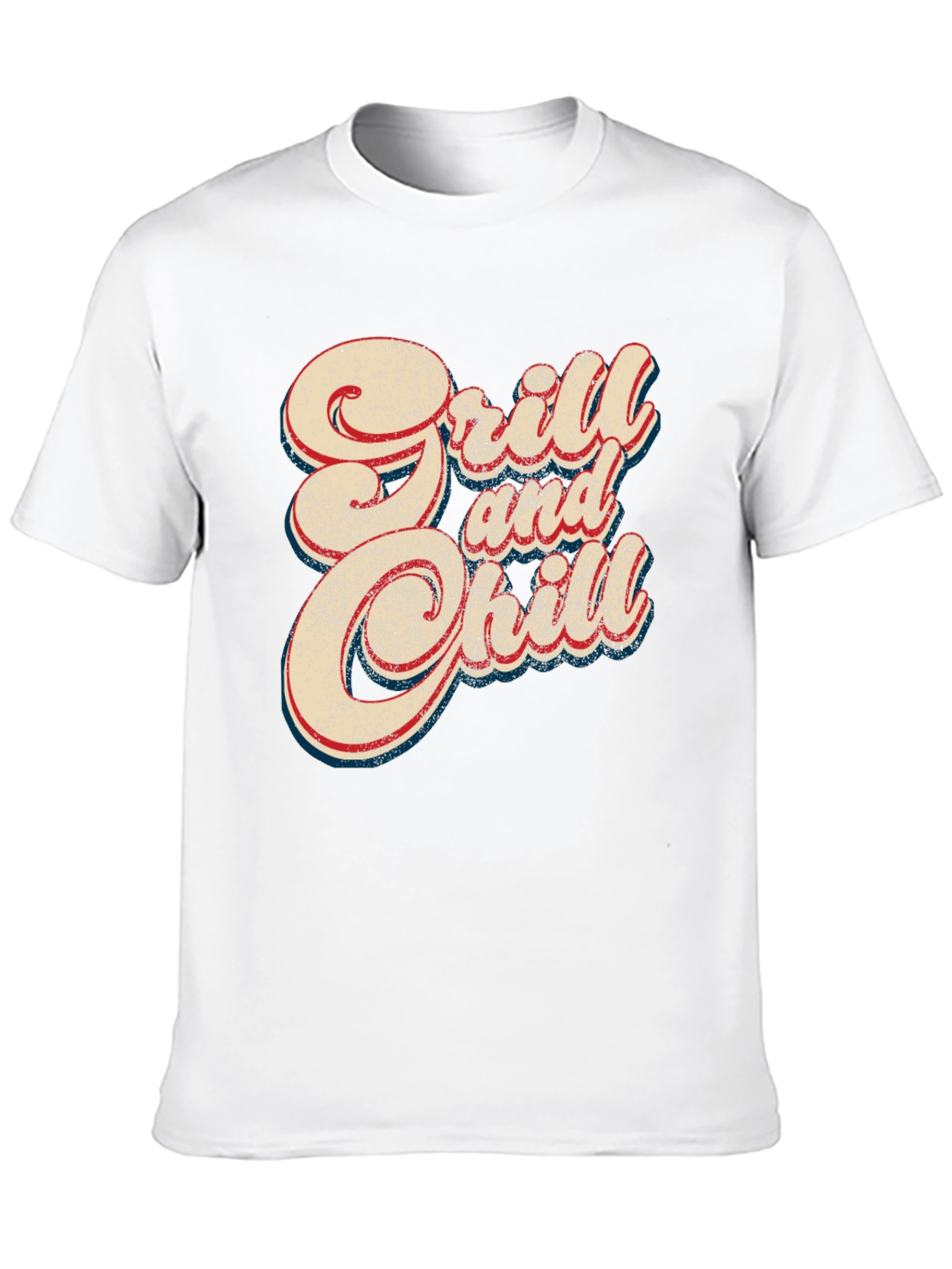 Grill and Chill Retro Style Black T-Shirt