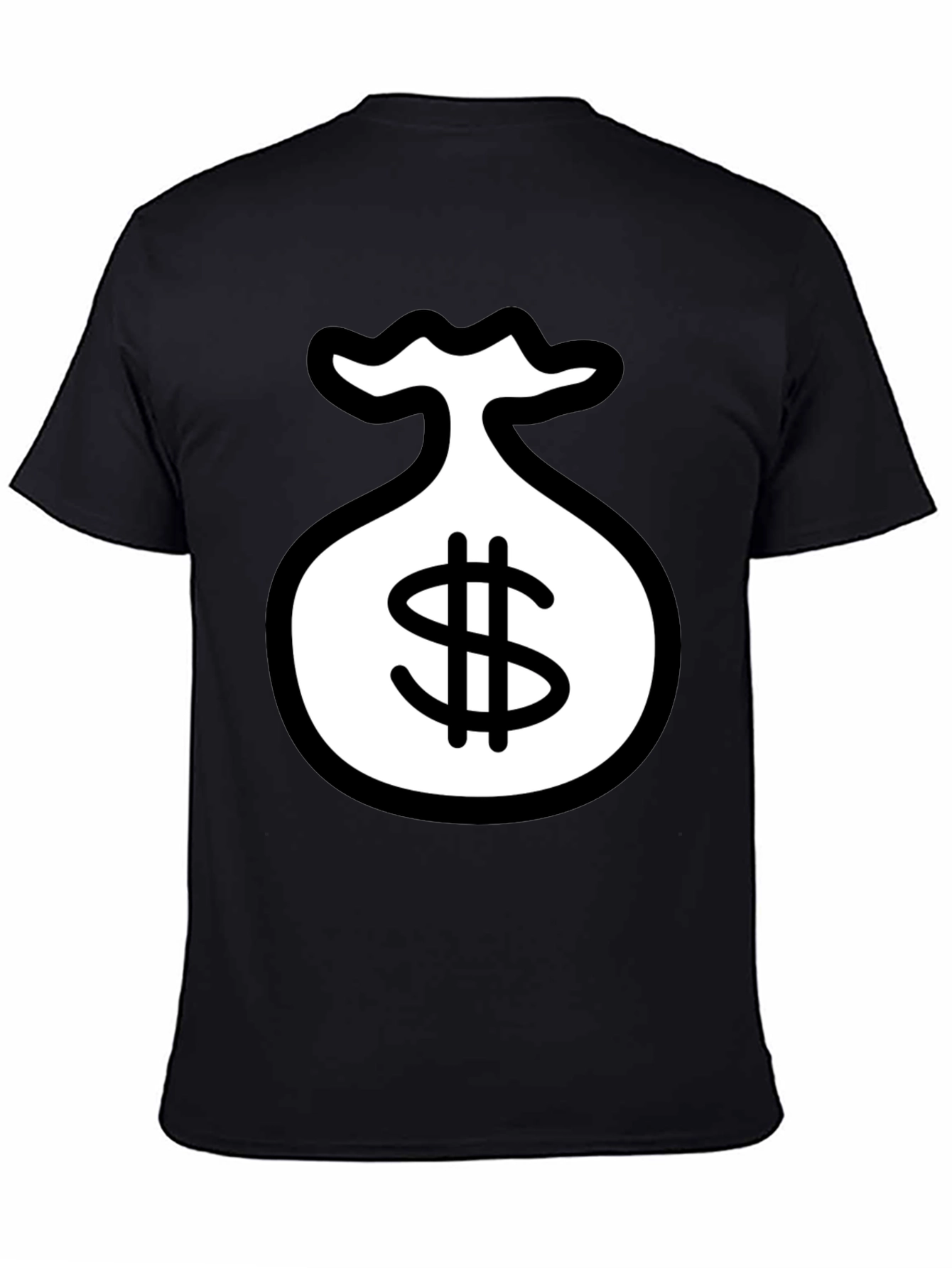 Black T-Shirt with Money Bag Graphic