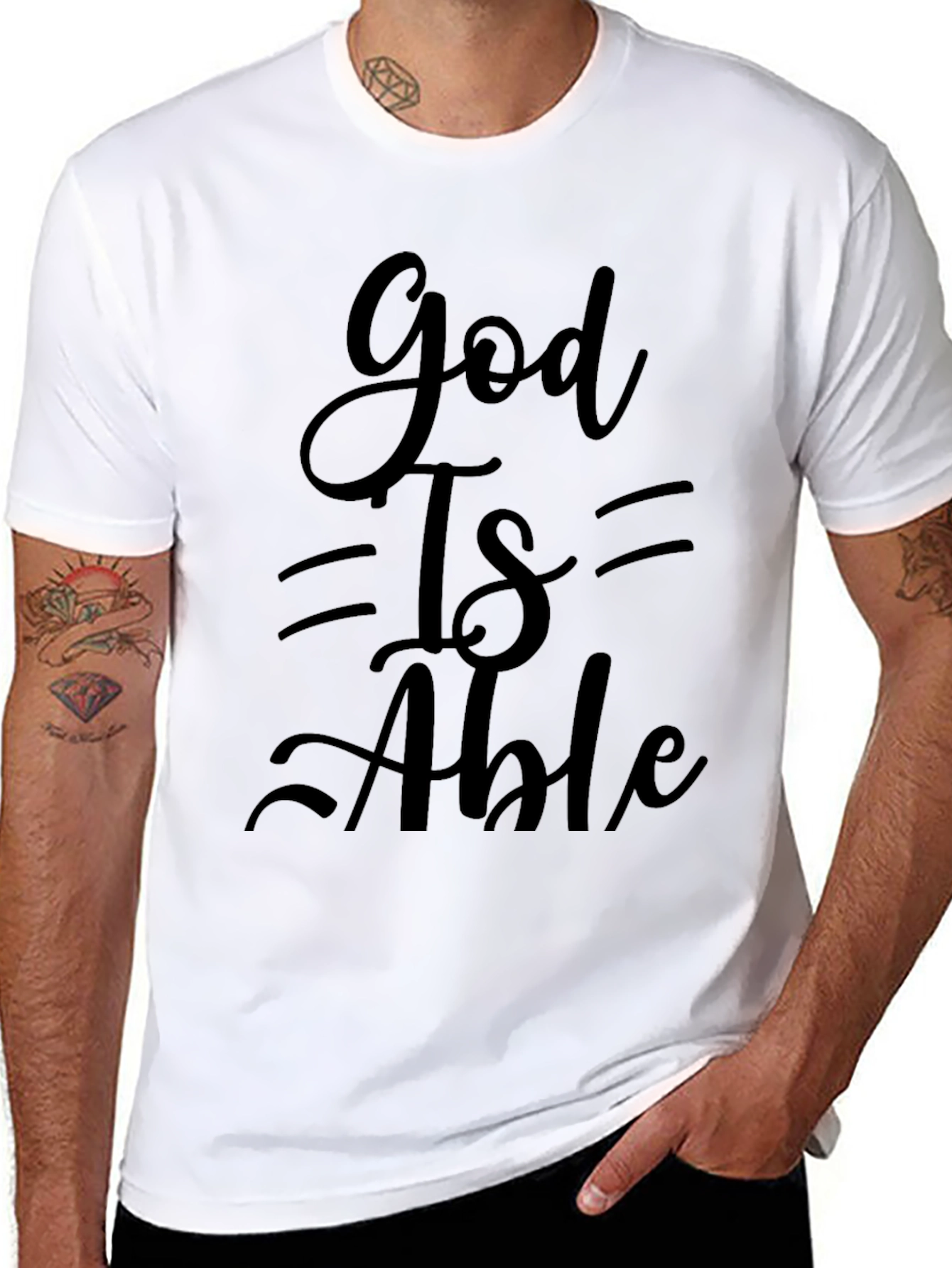 God Is Able Black Graphic Tee