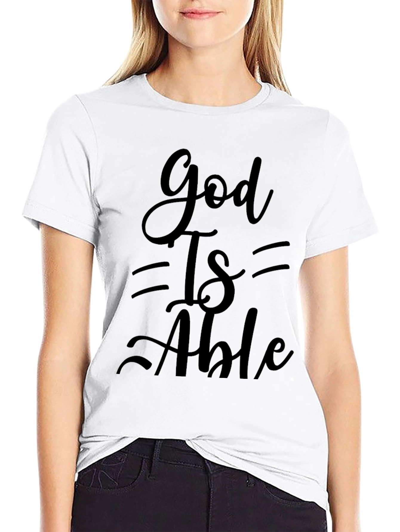 God Is Able Black Graphic Tee
