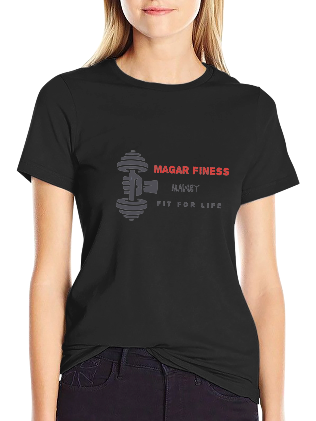 Mens Black Fitness Graphic T-Shirt