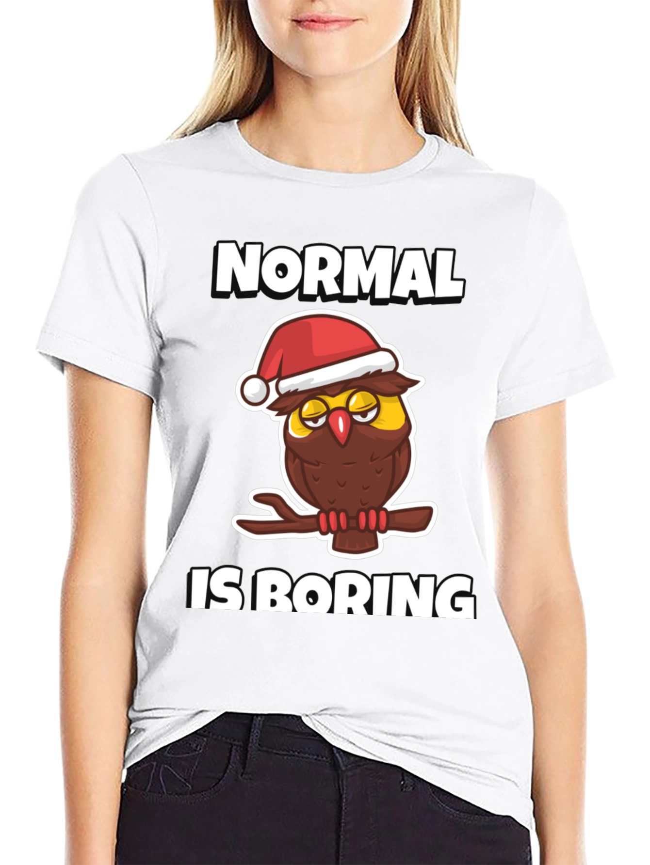 Normal is Boring Owl Christmas Graphic Tee