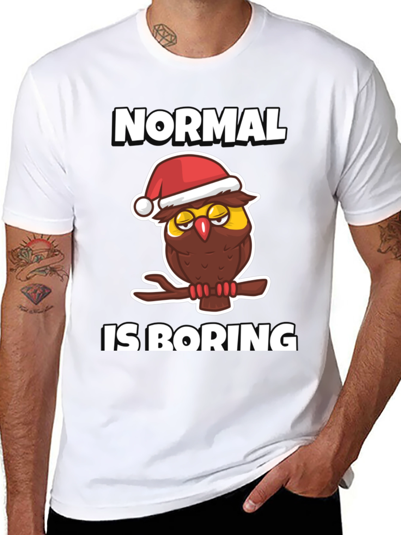 Normal is Boring Owl Christmas Graphic Tee