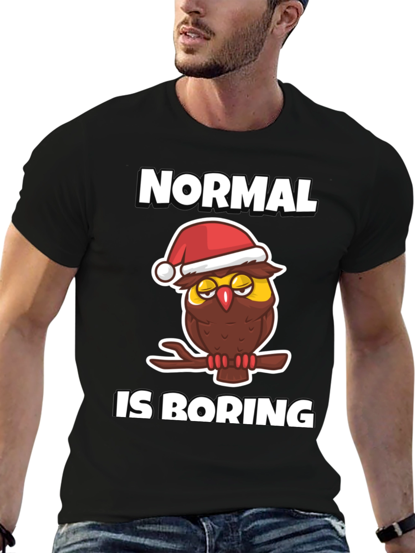 Normal is Boring Owl Christmas Graphic Tee