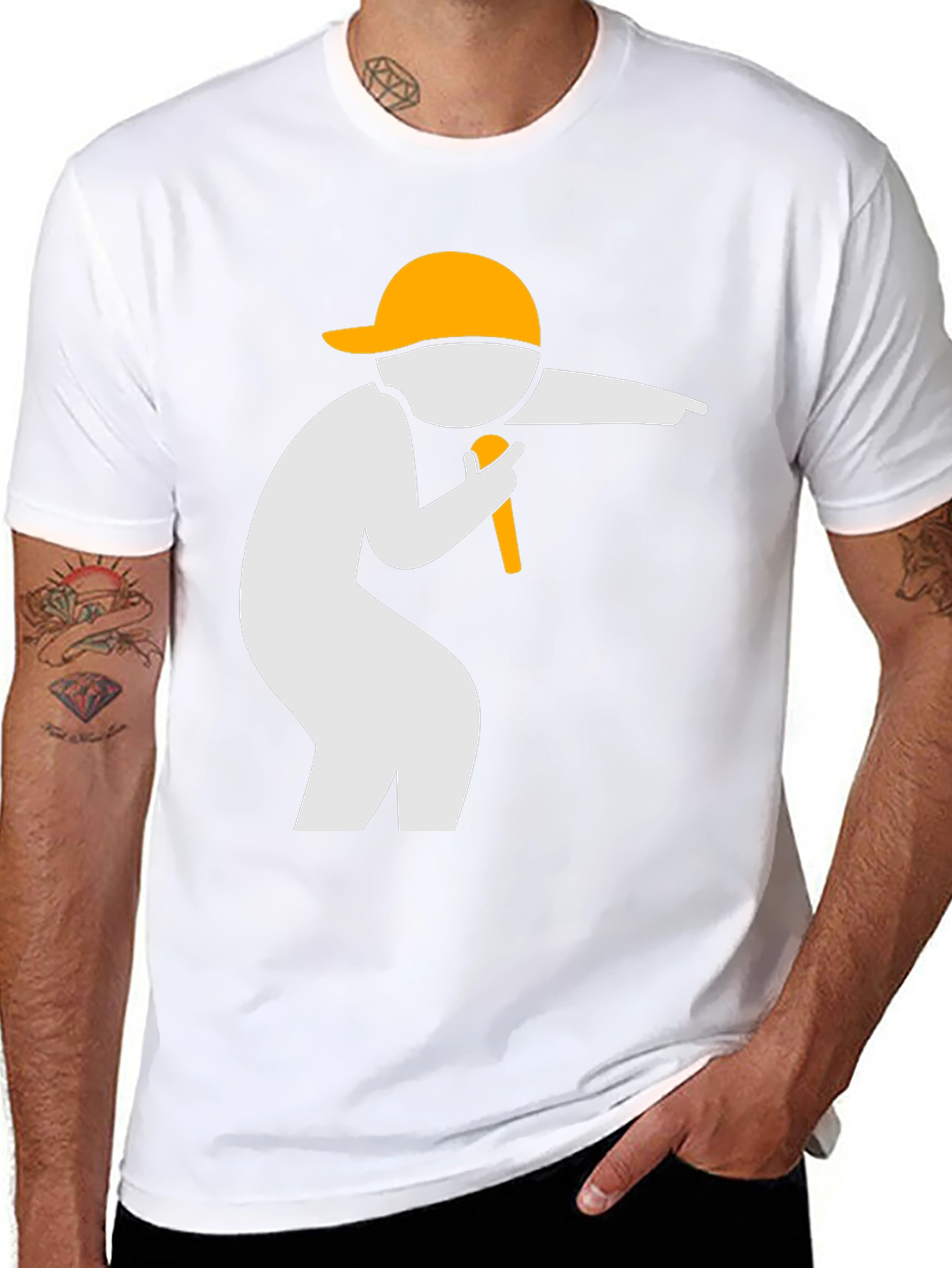 Cool Graphic Tee: Rapper Design - Black Cotton T-Shirt