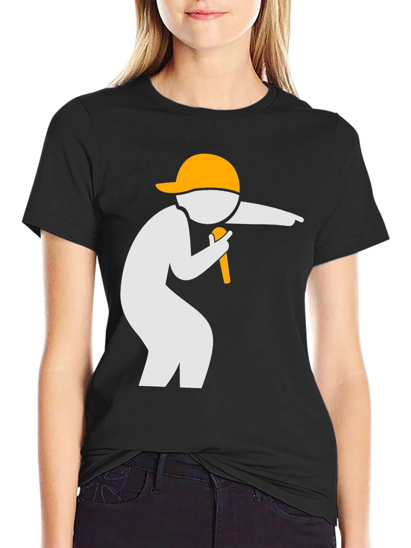 Cool Graphic Tee: Rapper Design - Black Cotton T-Shirt