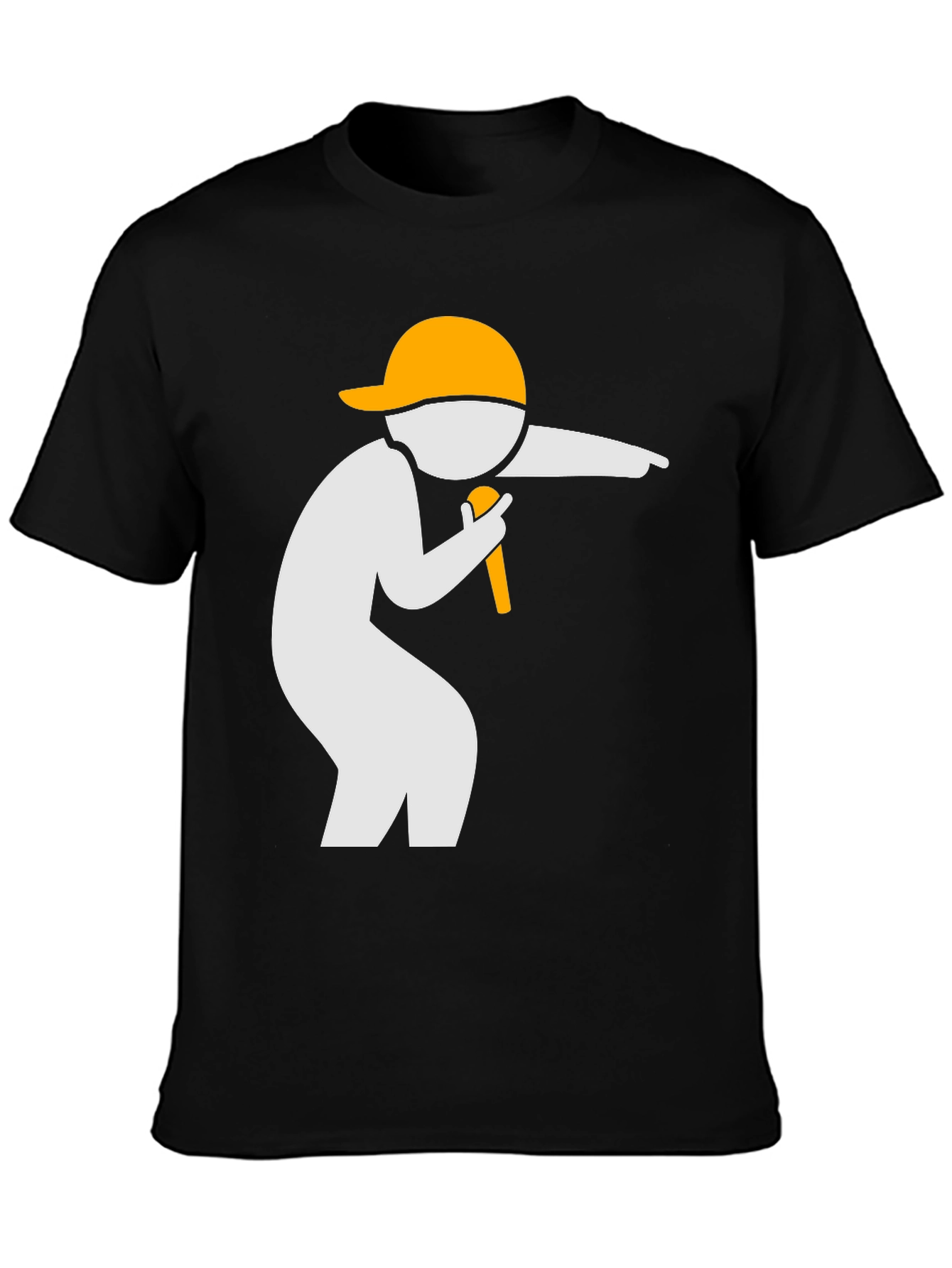Cool Graphic Tee: Rapper Design - Black Cotton T-Shirt