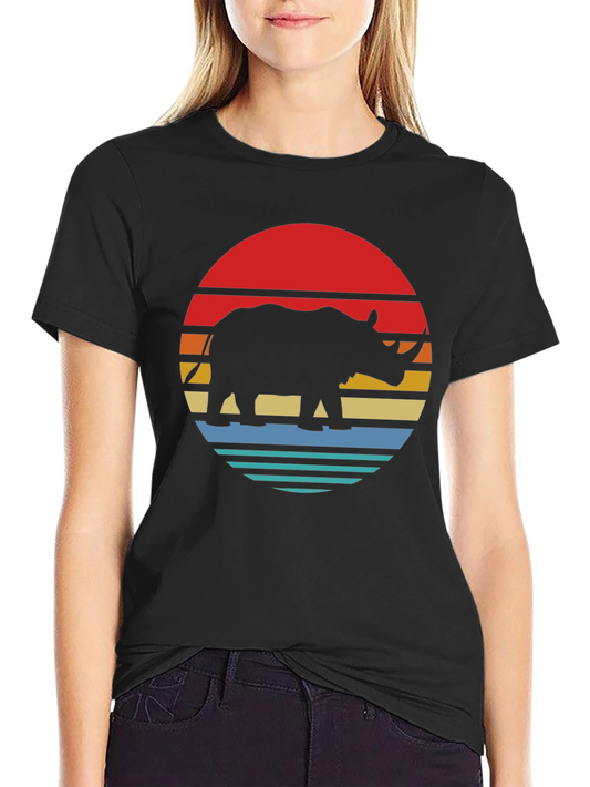 Retro Rhino Sunset Graphic Tee