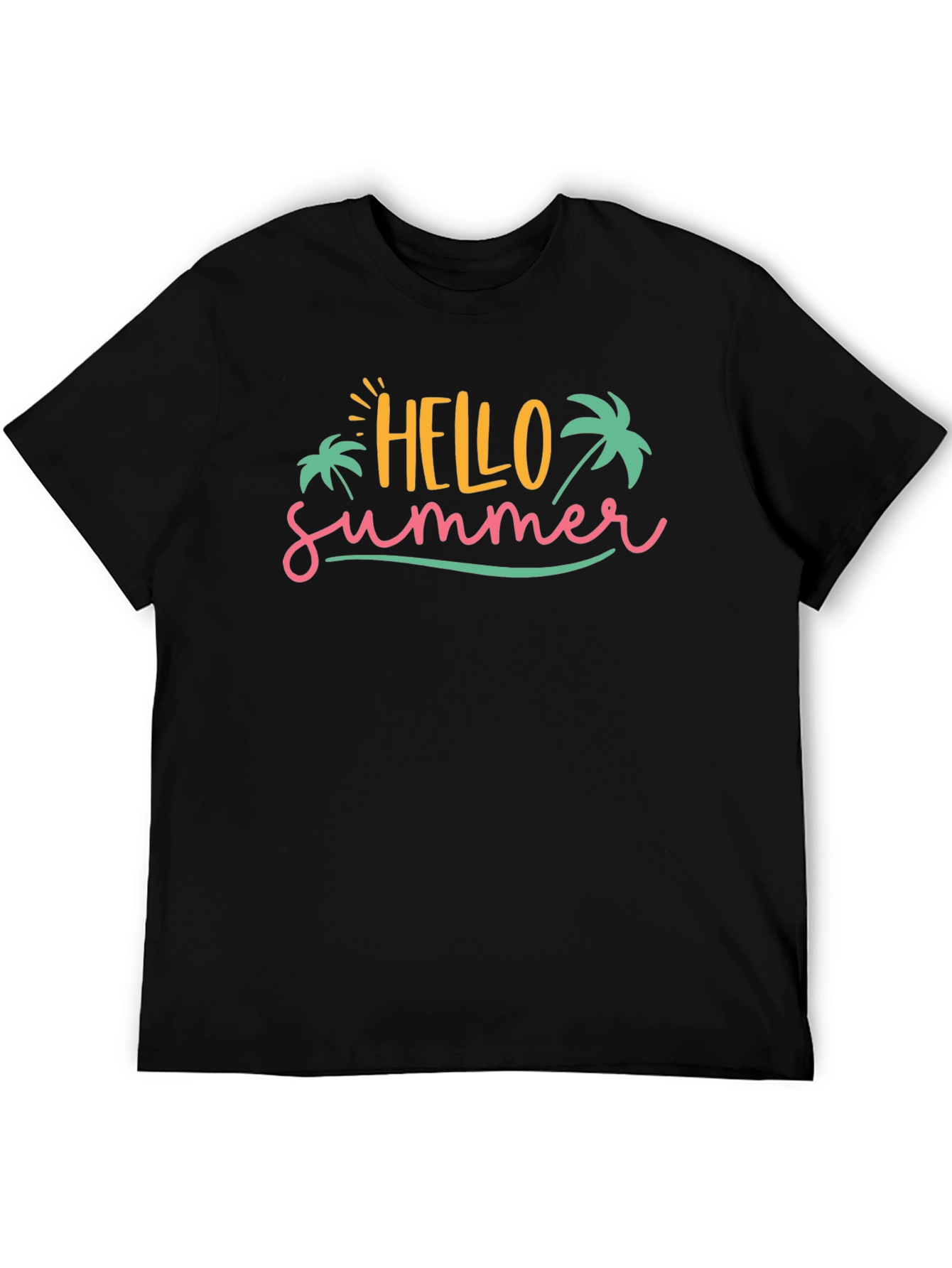Hello Summer Graphic Tee - Black Cotton T-Shirt