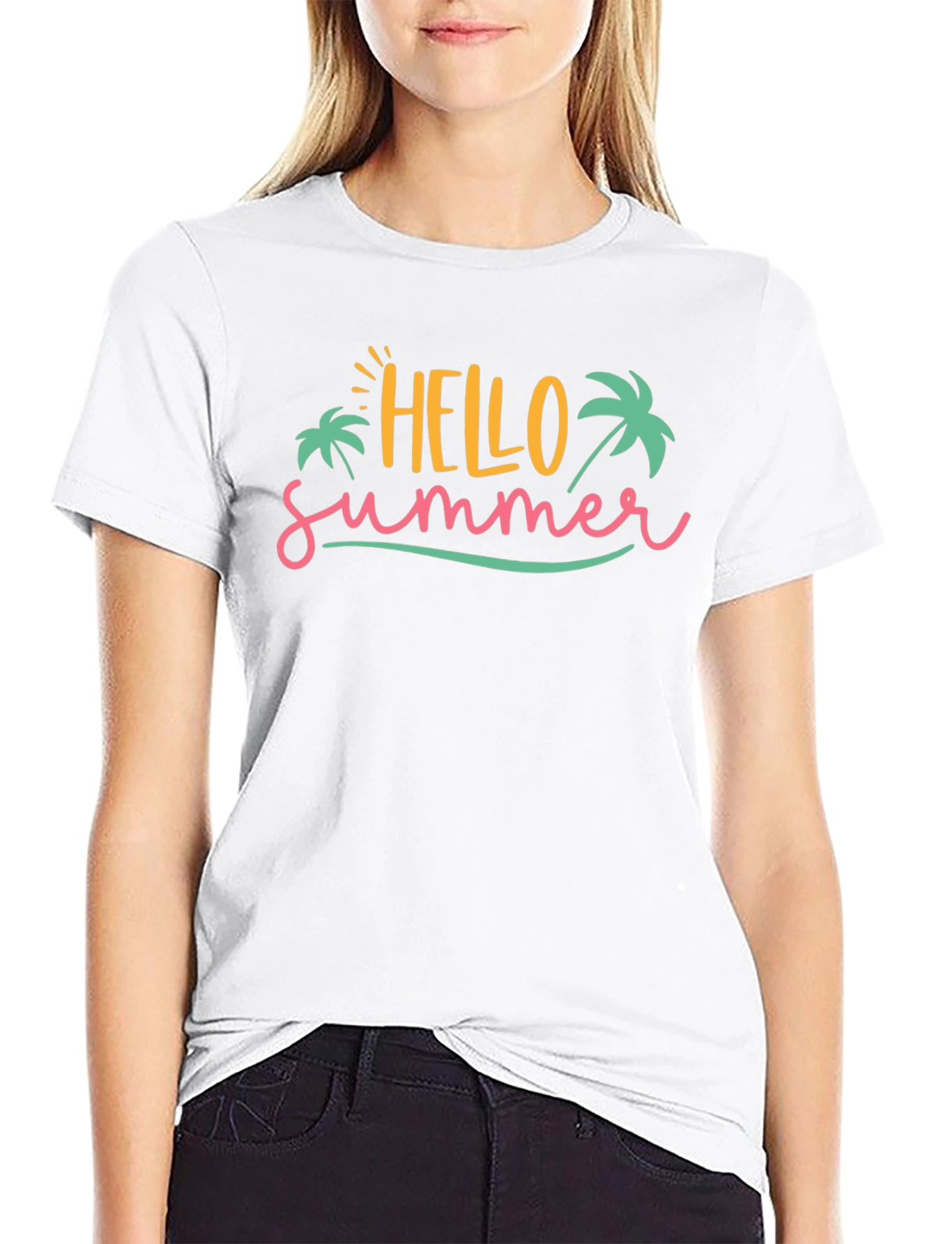 Hello Summer Graphic Tee - Black Cotton T-Shirt