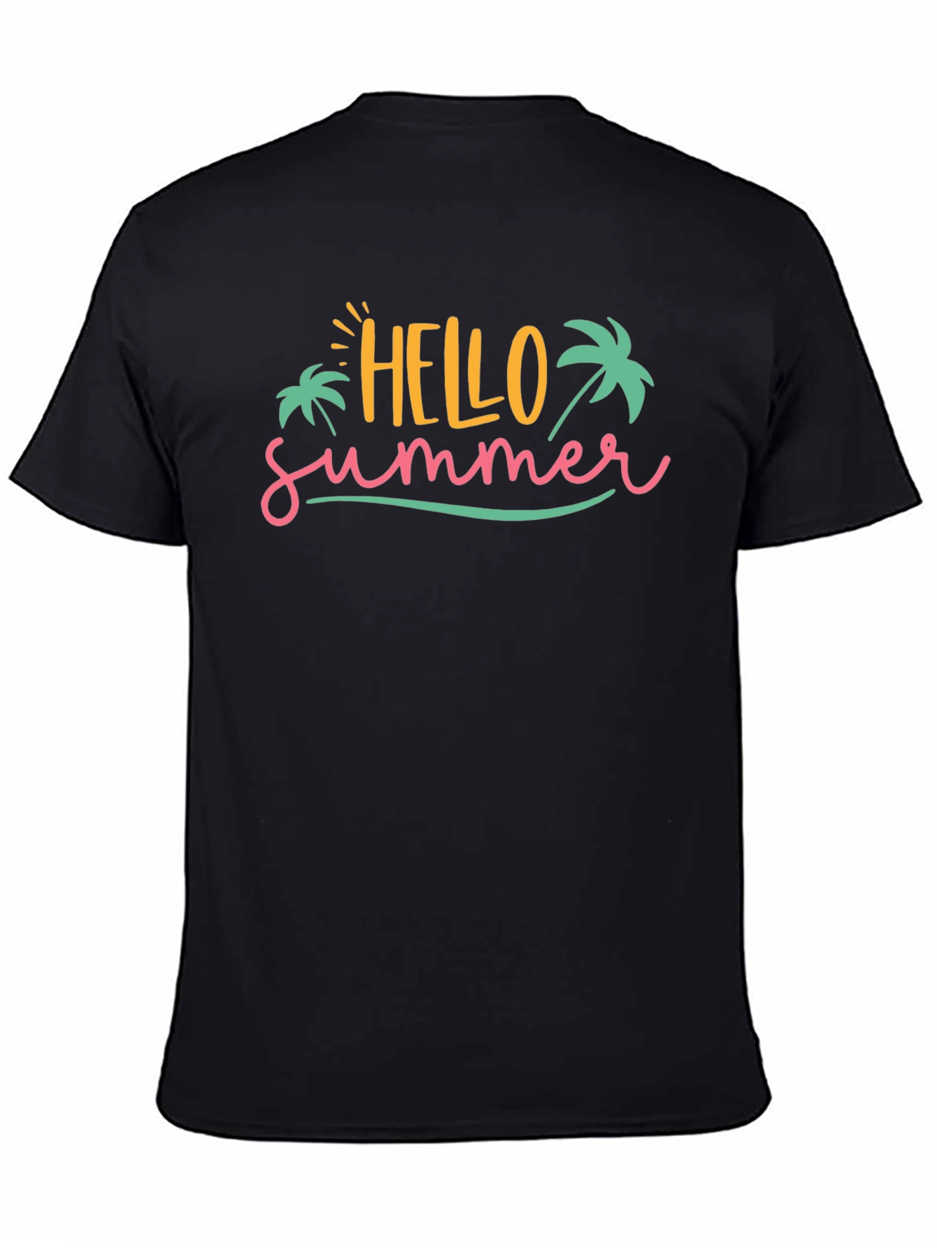 Hello Summer Graphic Tee - Black Cotton T-Shirt