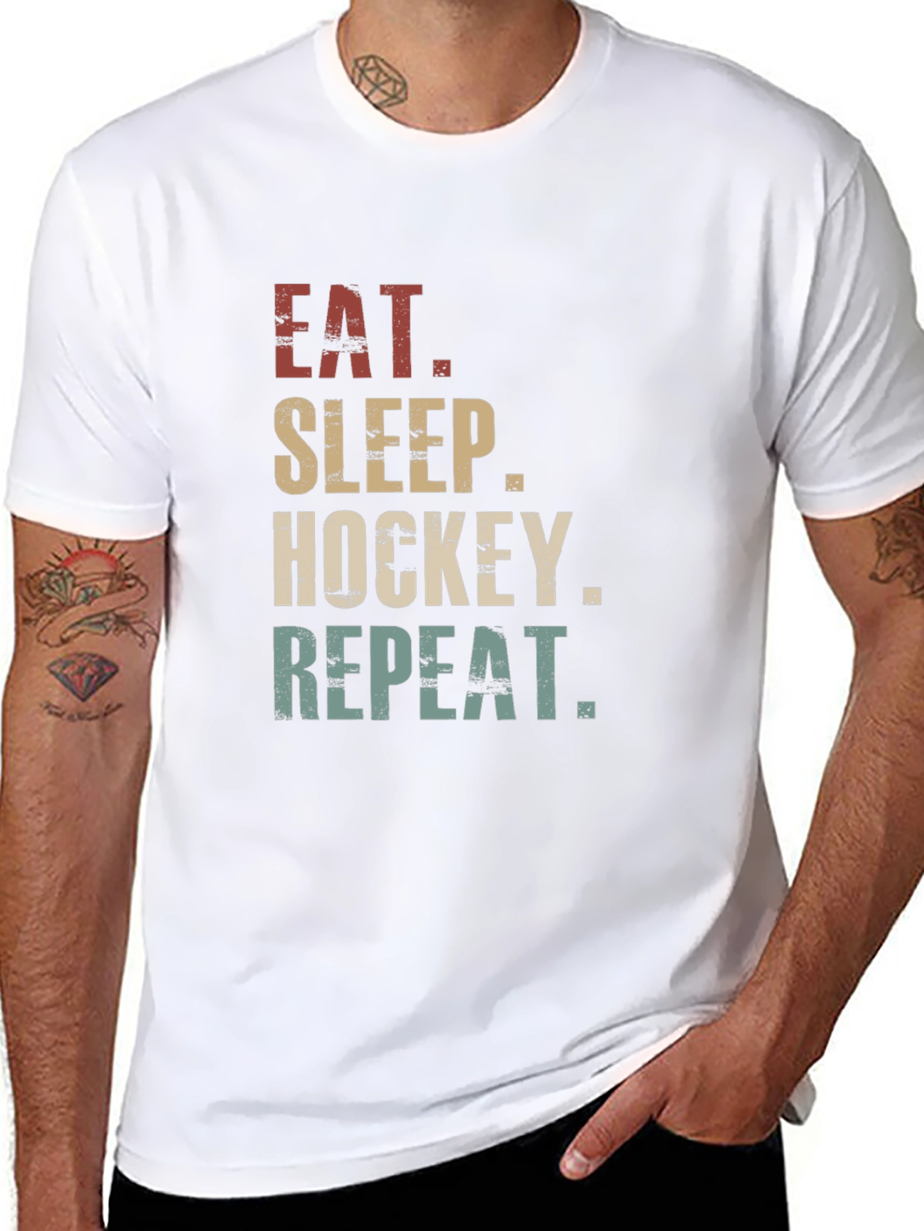 Eat Sleep Hockey Repeat Graphic T-Shirt