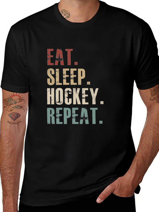 Eat Sleep Hockey Repeat Graphic T-Shirt