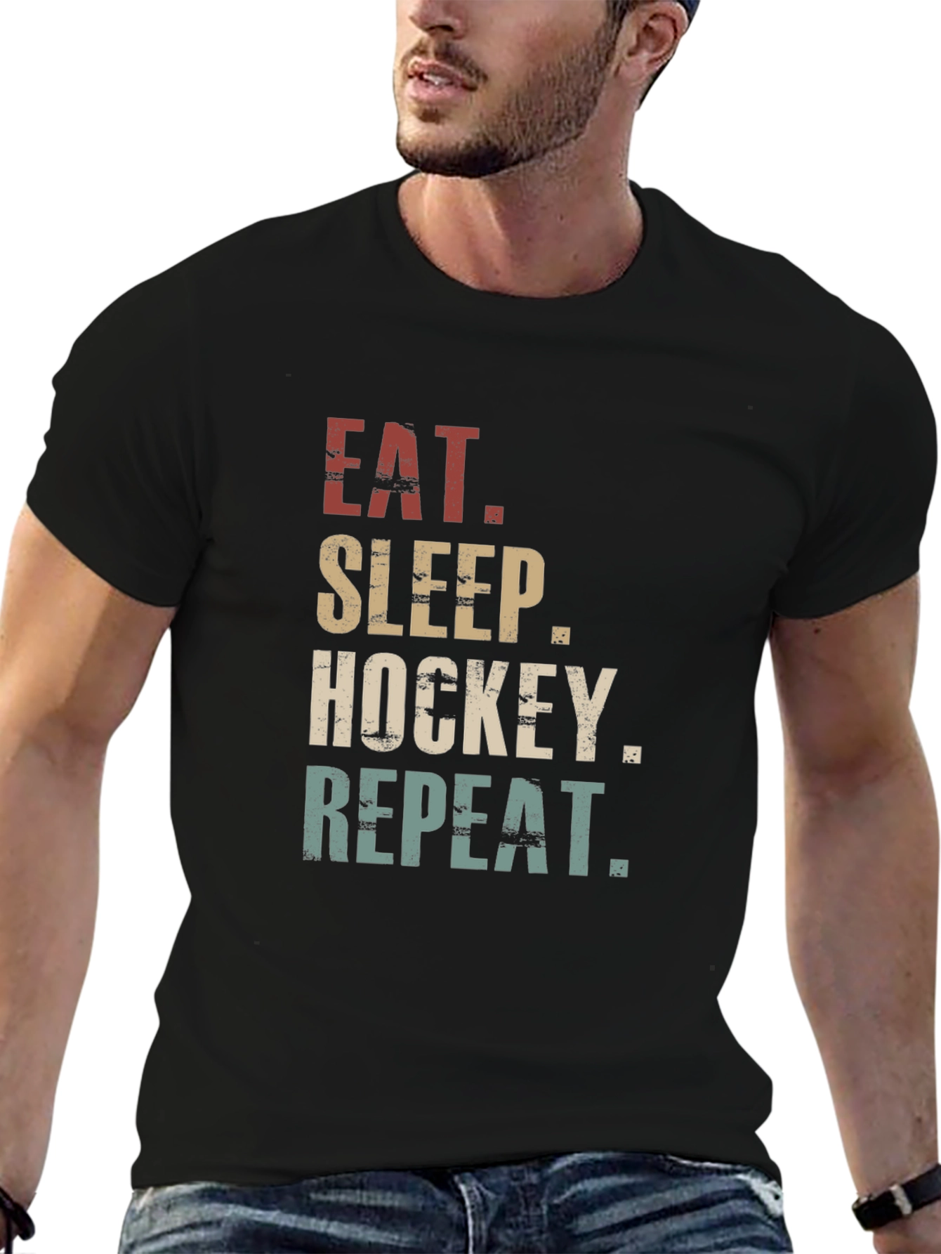 Eat Sleep Hockey Repeat Graphic T-Shirt