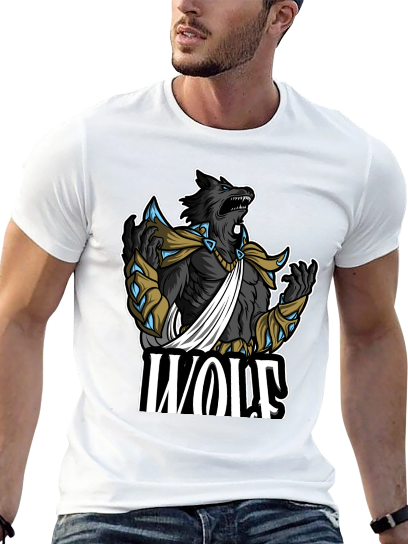 Wolf Graphic Print Black T-Shirt