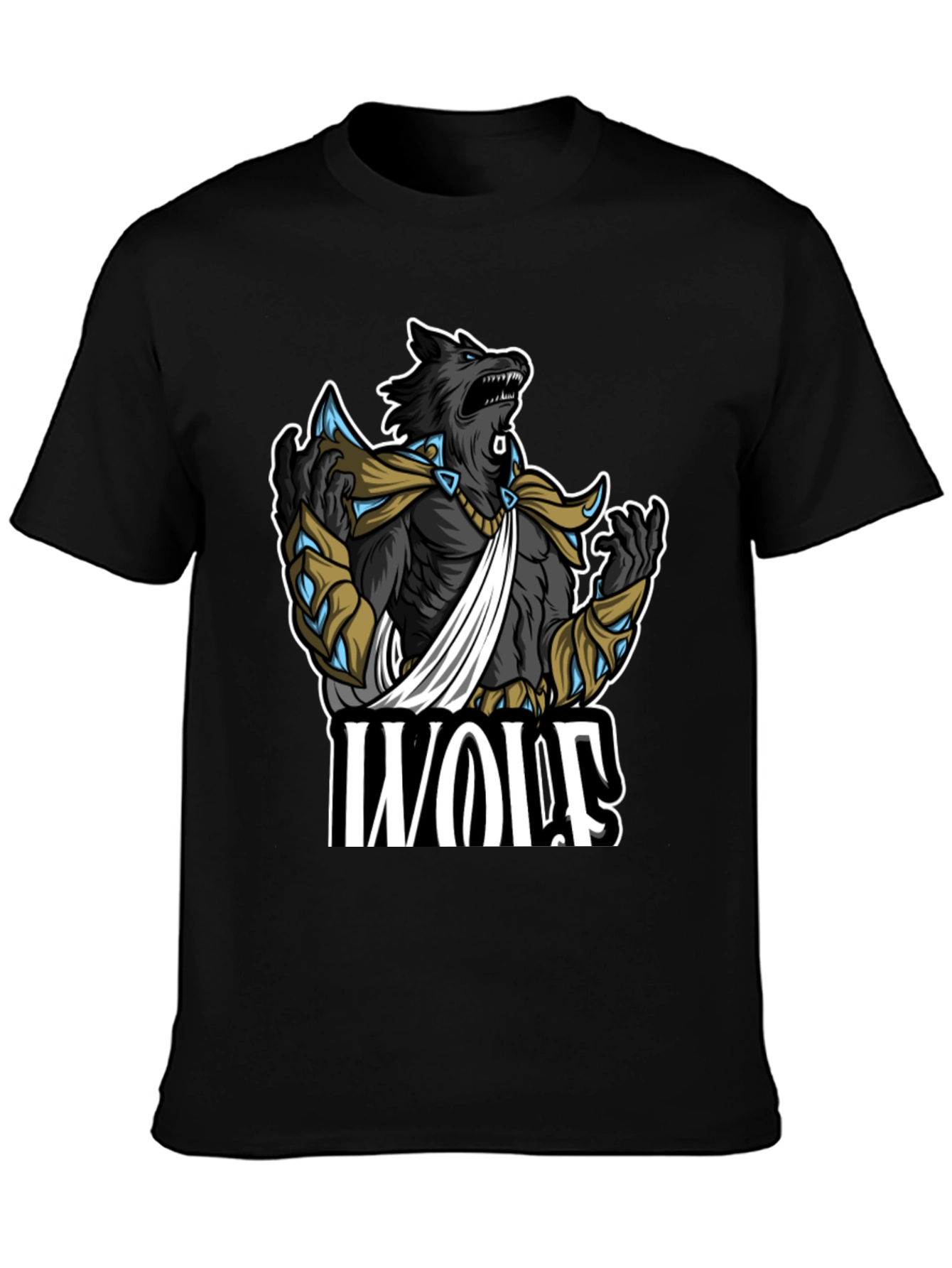 Wolf Graphic Print Black T-Shirt