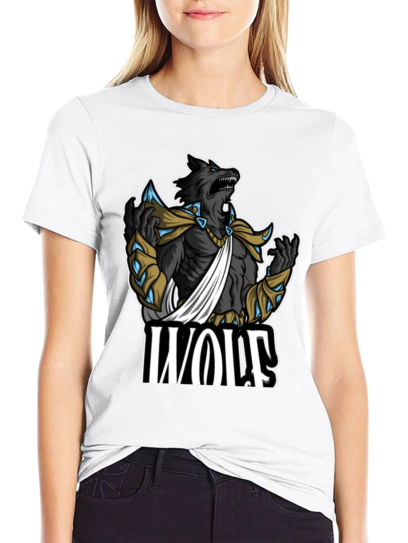Wolf Graphic Print Black T-Shirt