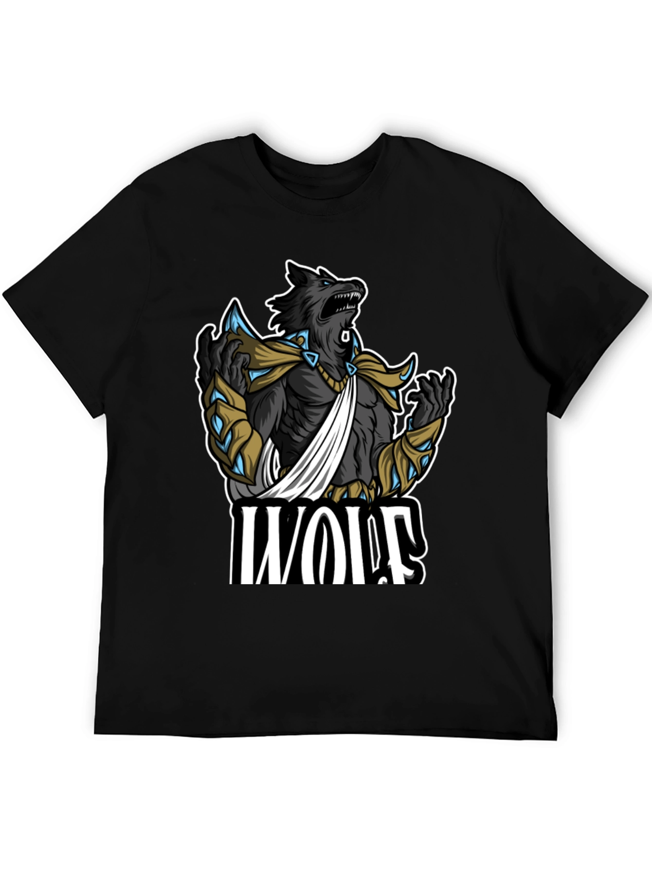 Wolf Graphic Print Black T-Shirt