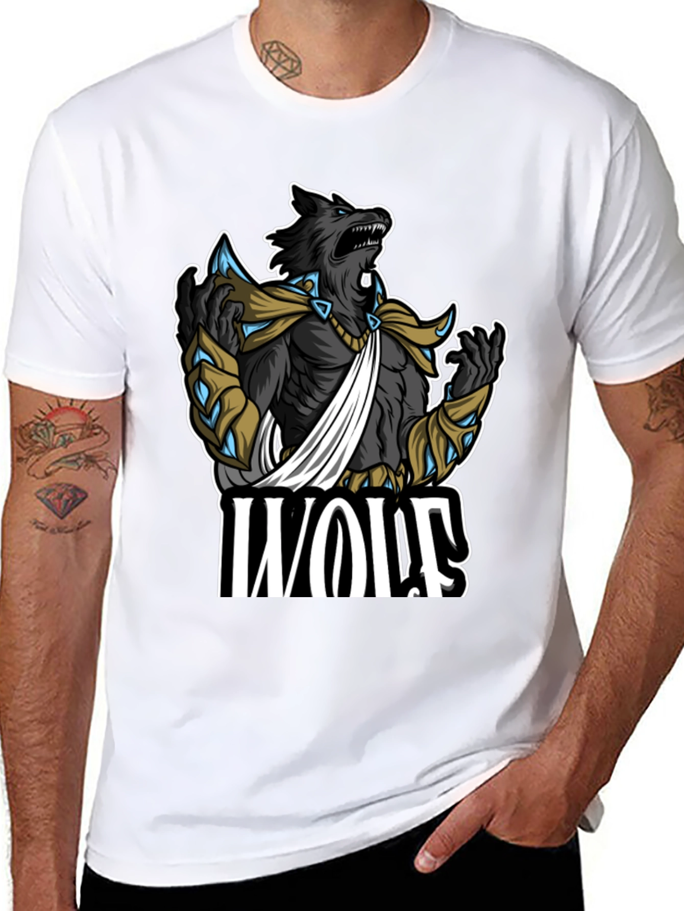 Wolf Graphic Print Black T-Shirt