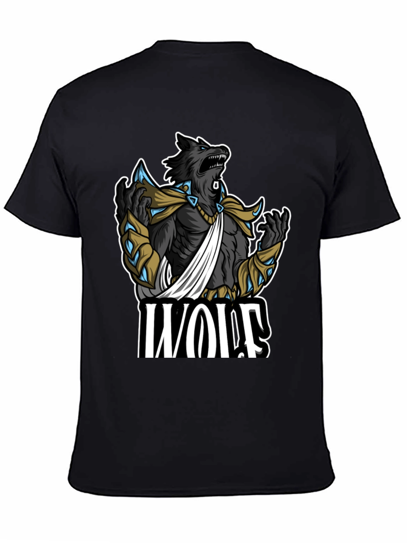 Wolf Graphic Print Black T-Shirt