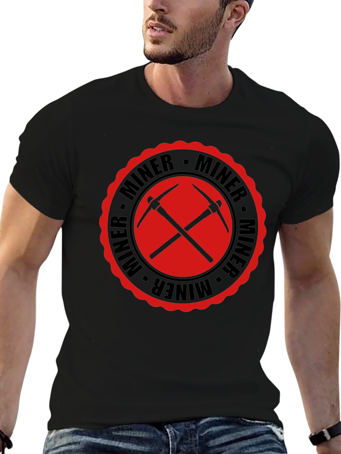 Miner Graphic Tee - Black Cotton T-Shirt
