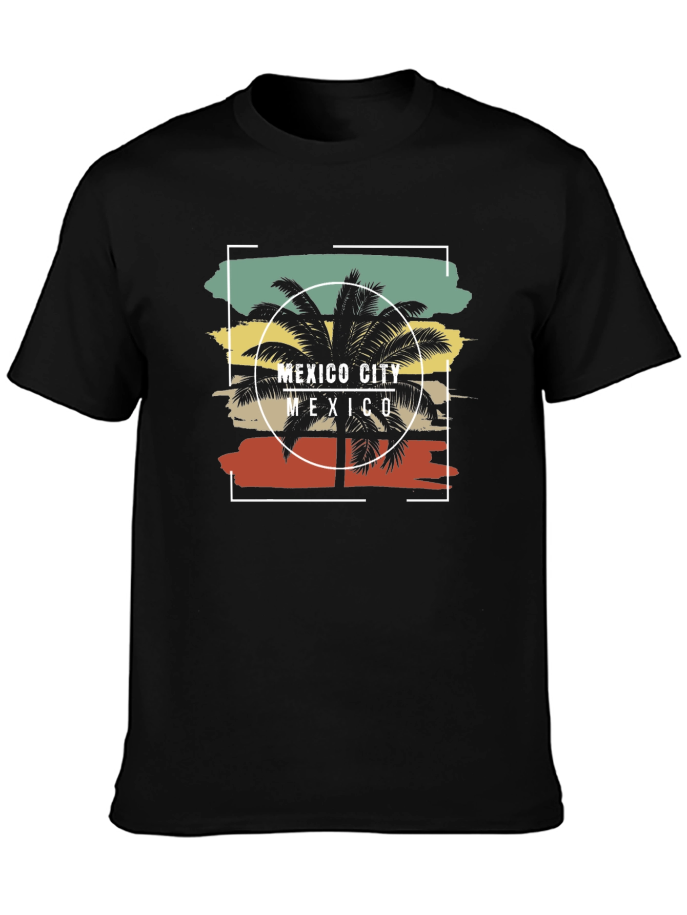 Mexico City Palm Graphic Tee - Mens Black T-Shirt