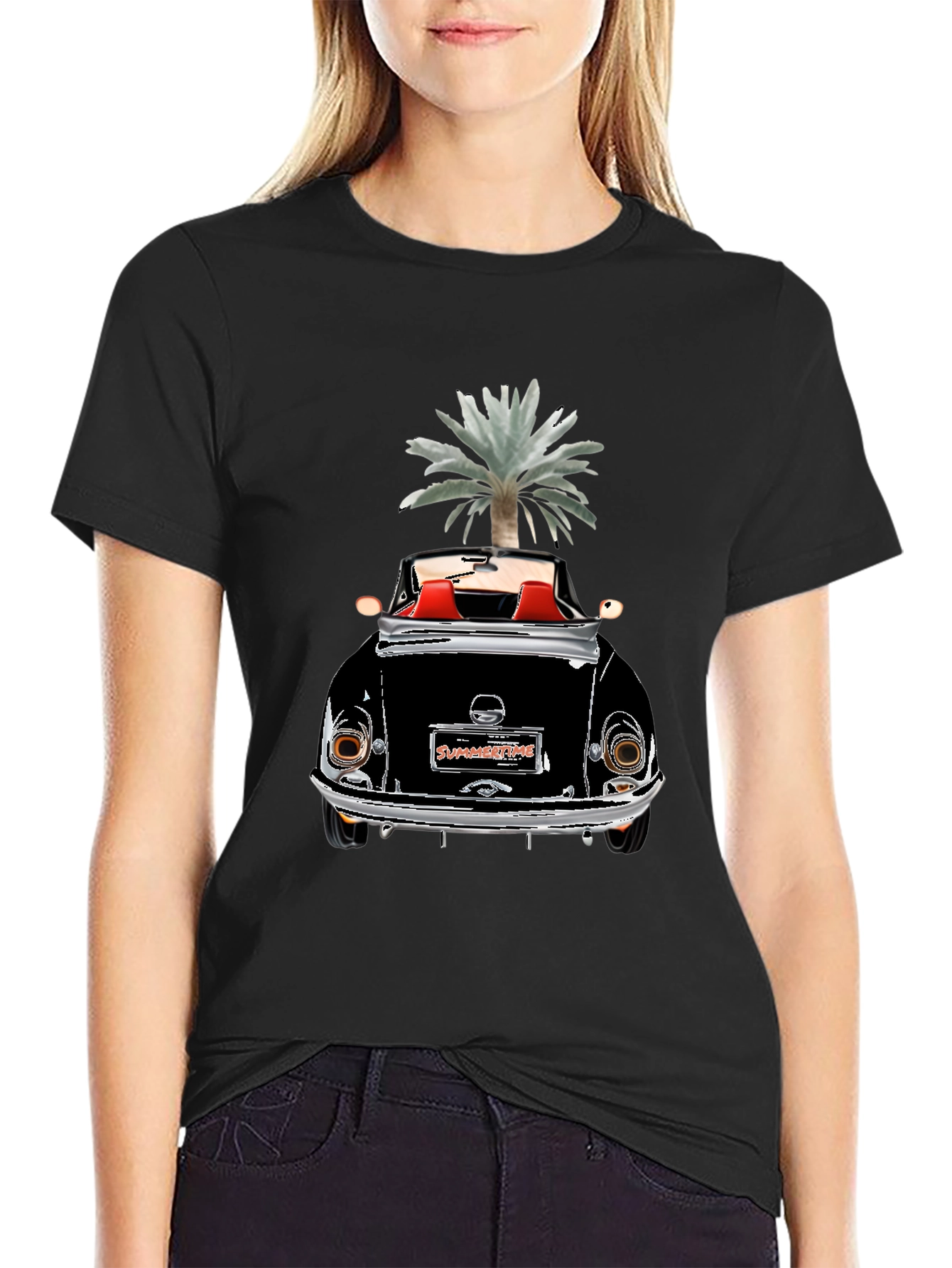 Summertime Convertible Graphic Tee - Black