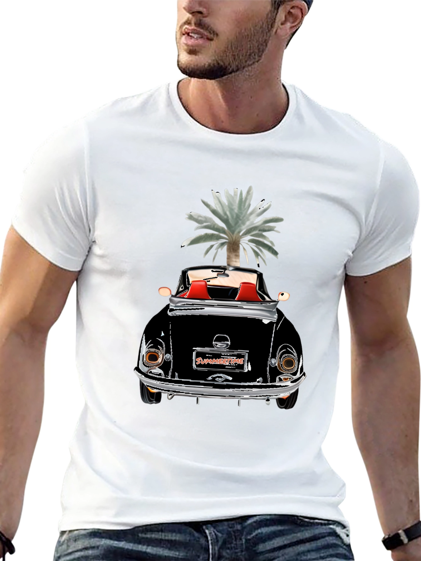 Summertime Convertible Graphic Tee - Black