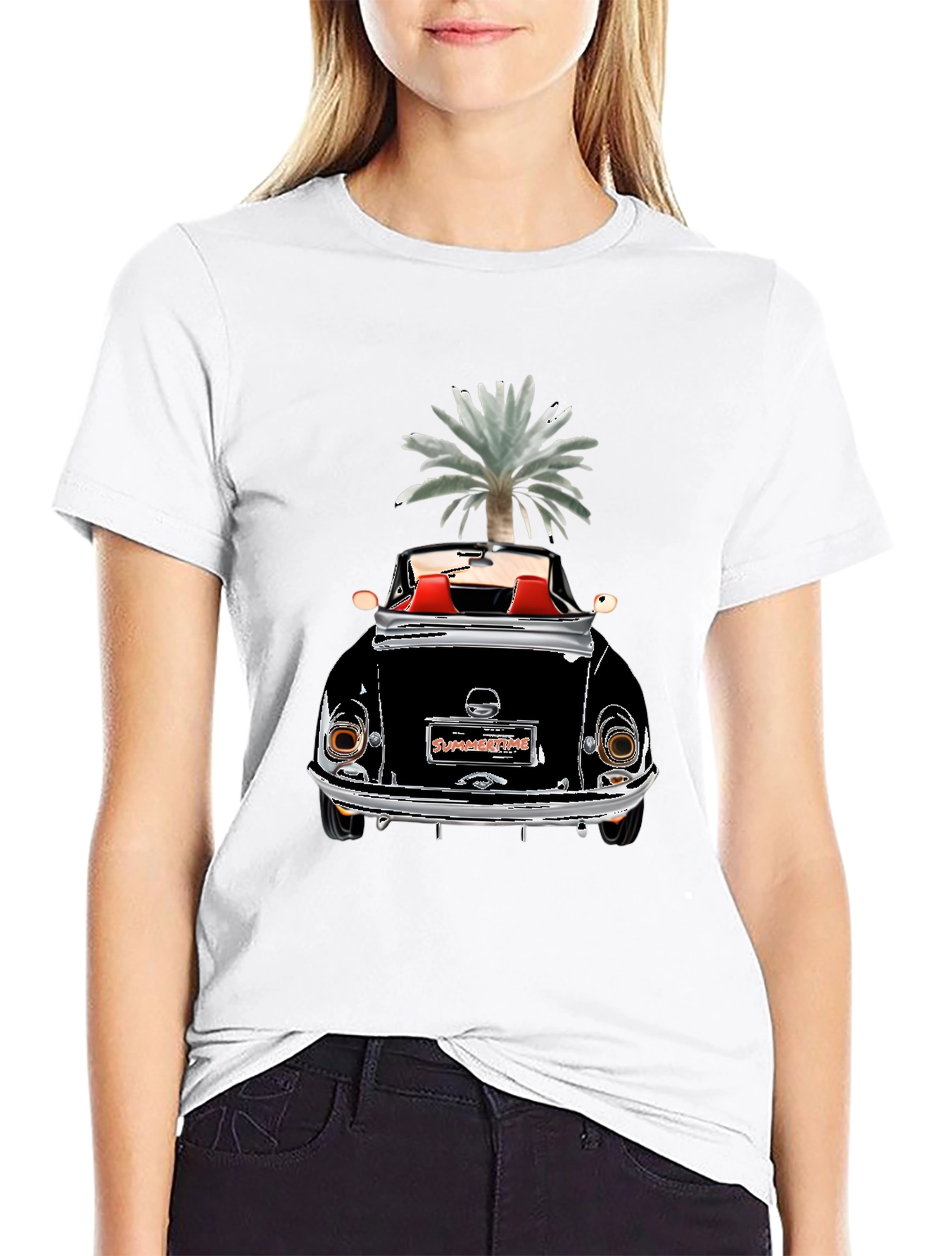 Summertime Convertible Graphic Tee - Black