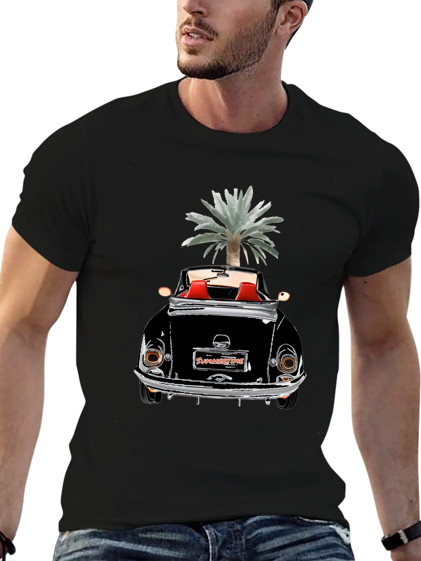 Summertime Convertible Graphic Tee - Black