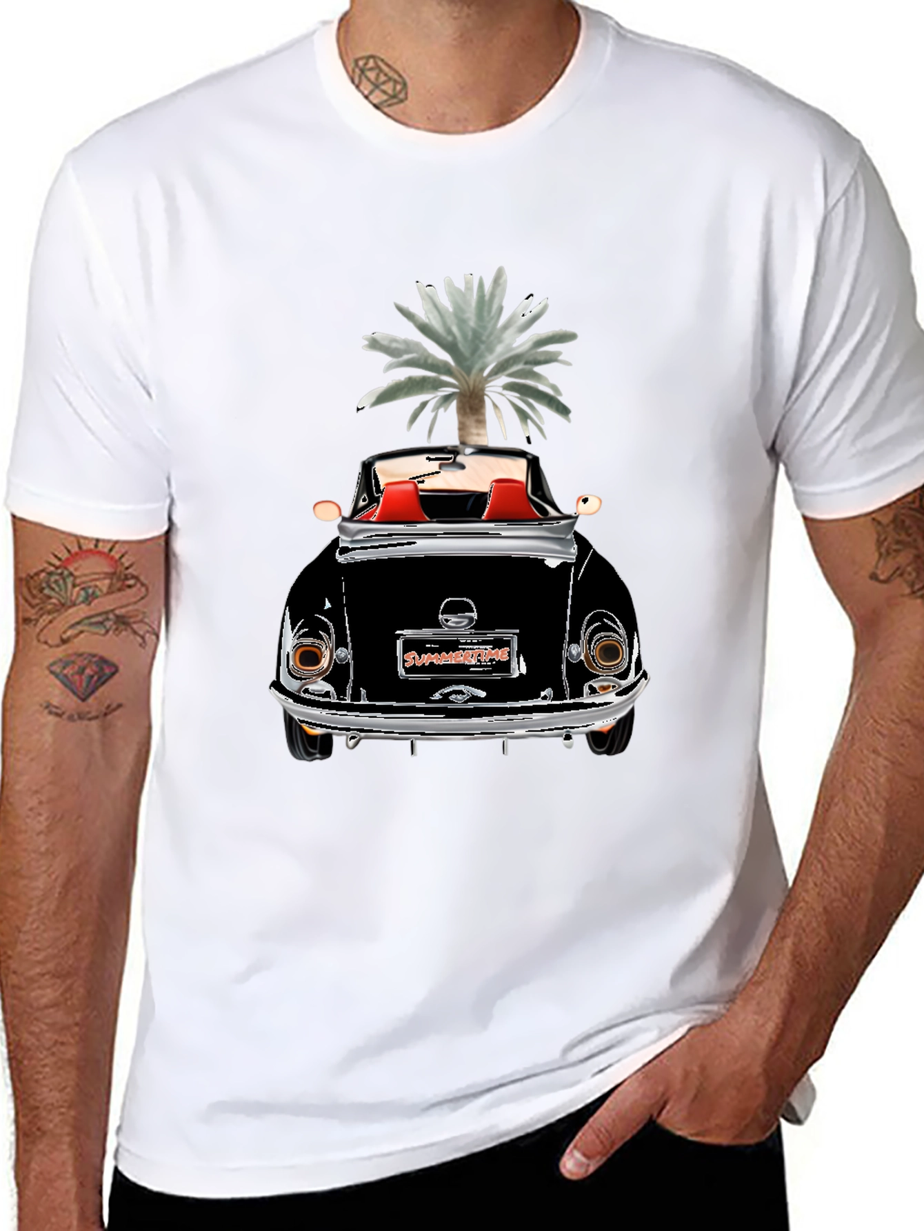Summertime Convertible Graphic Tee - Black