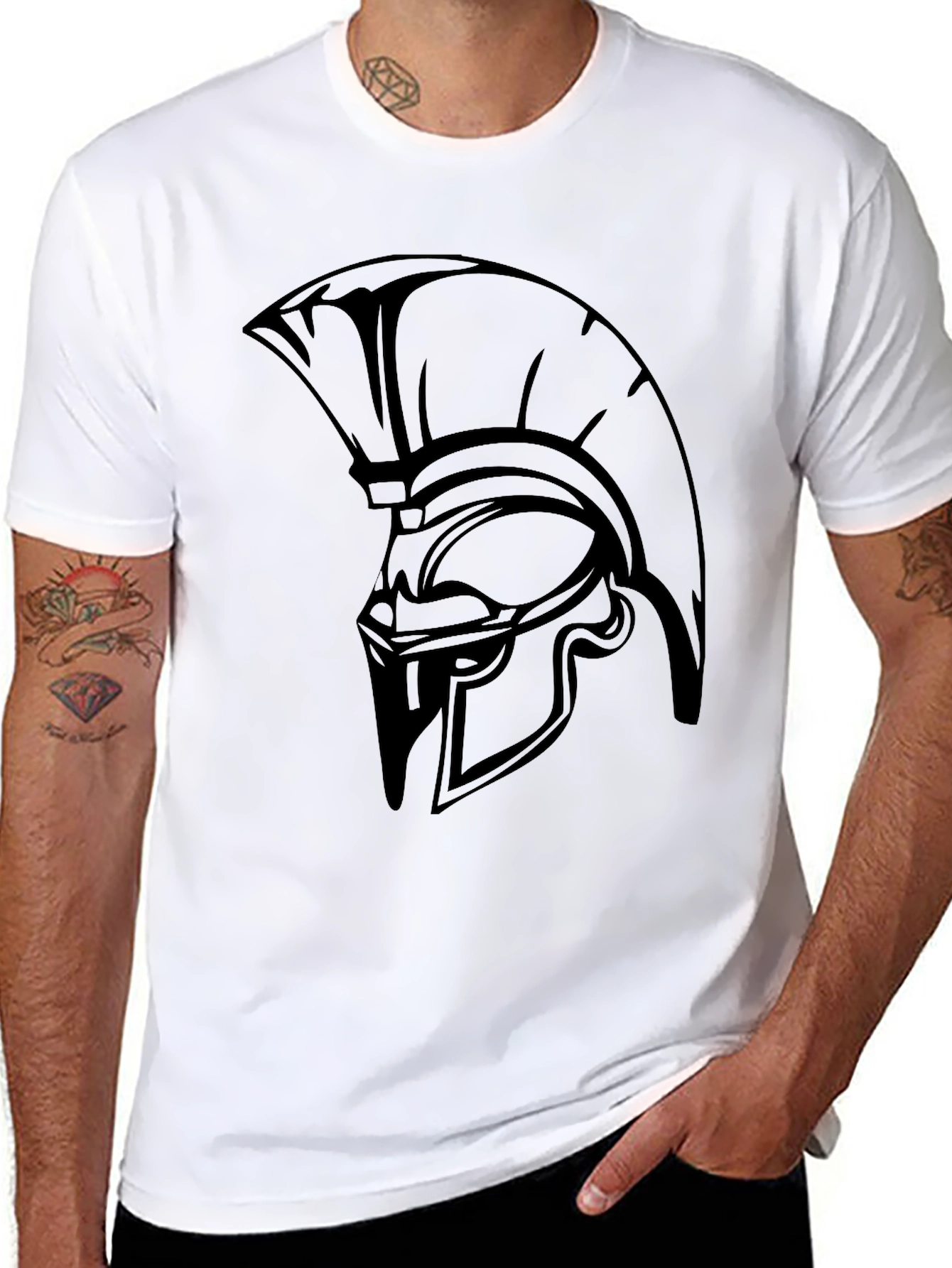 Spartan Helmet Graphic T-Shirt - Black