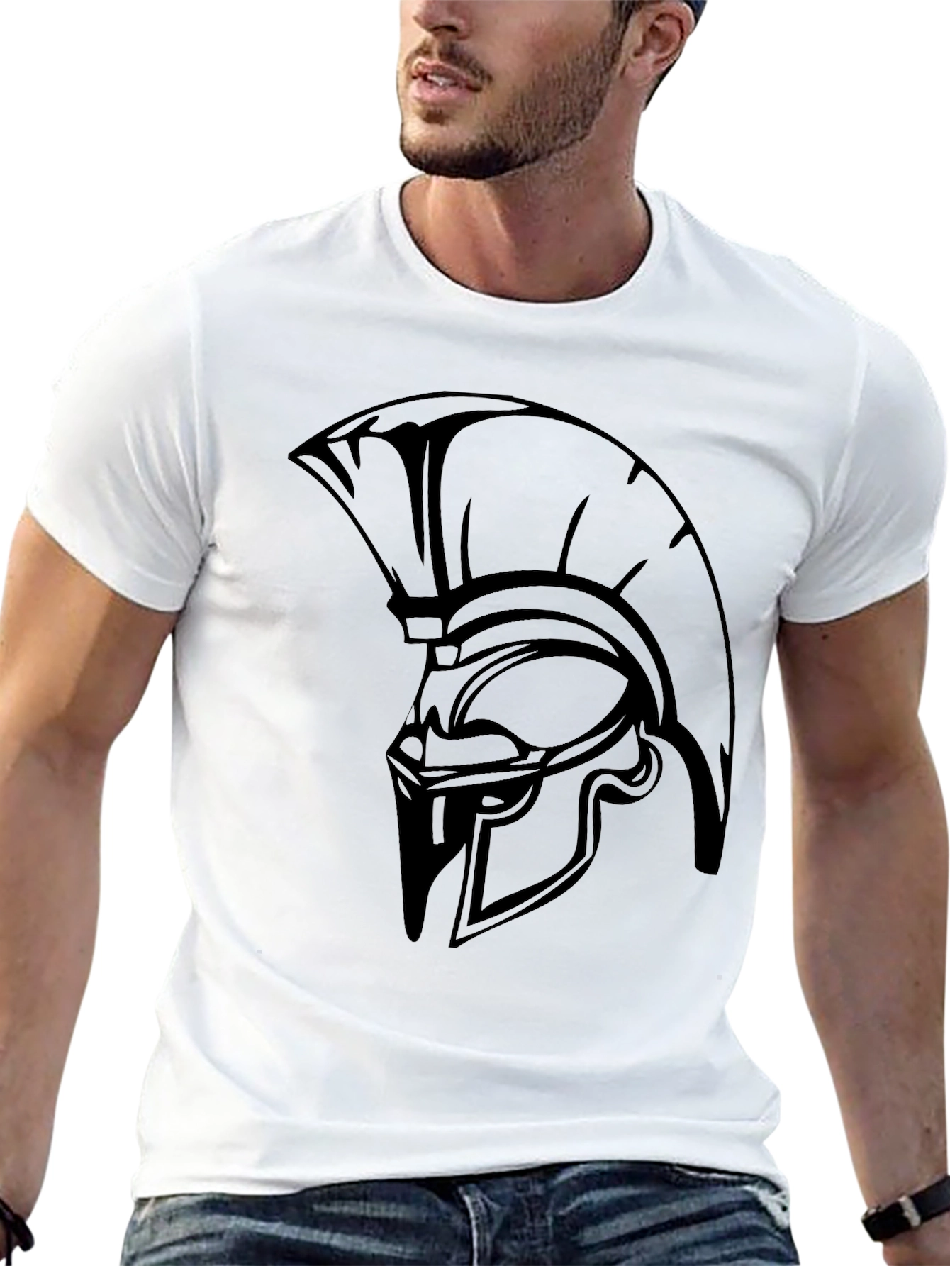 Spartan Helmet Graphic T-Shirt - Black