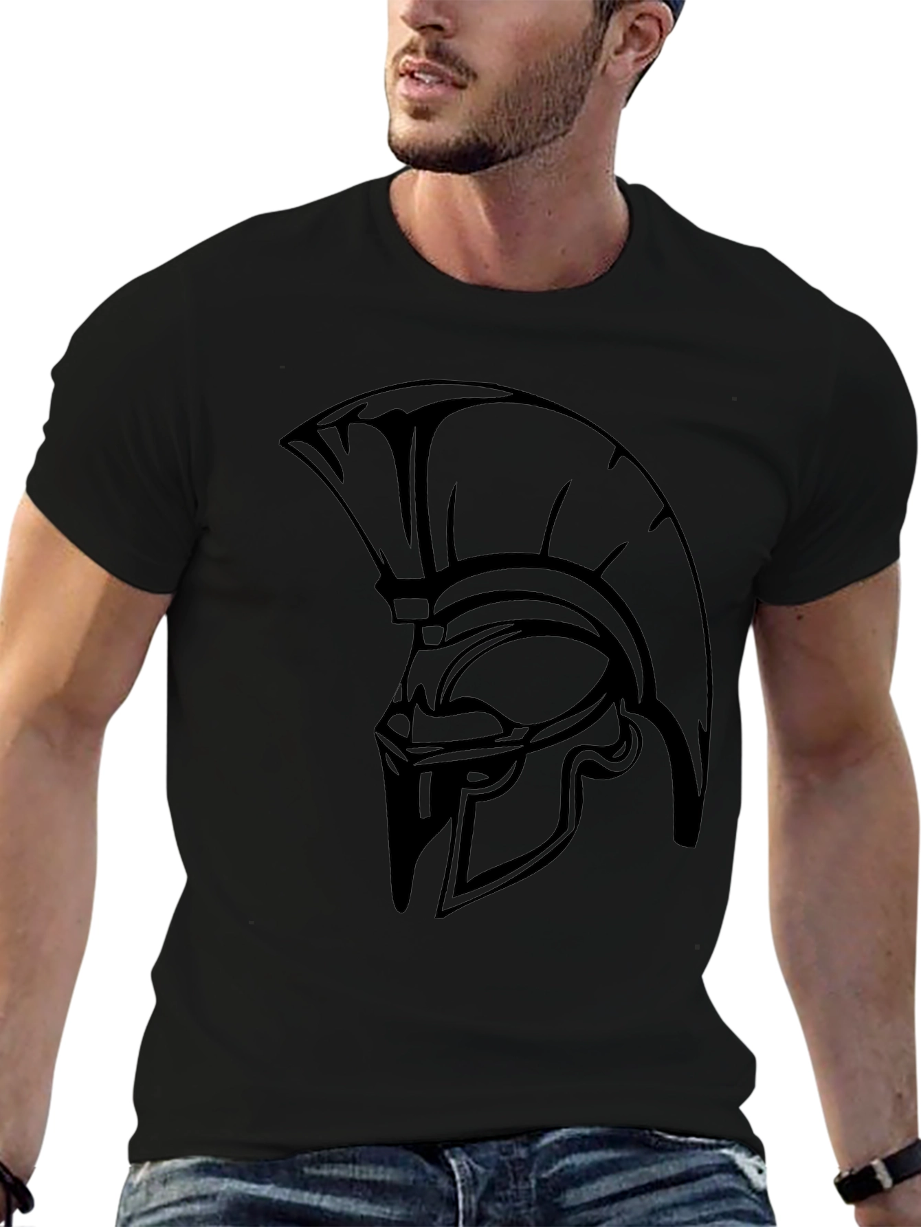 Spartan Helmet Graphic T-Shirt - Black