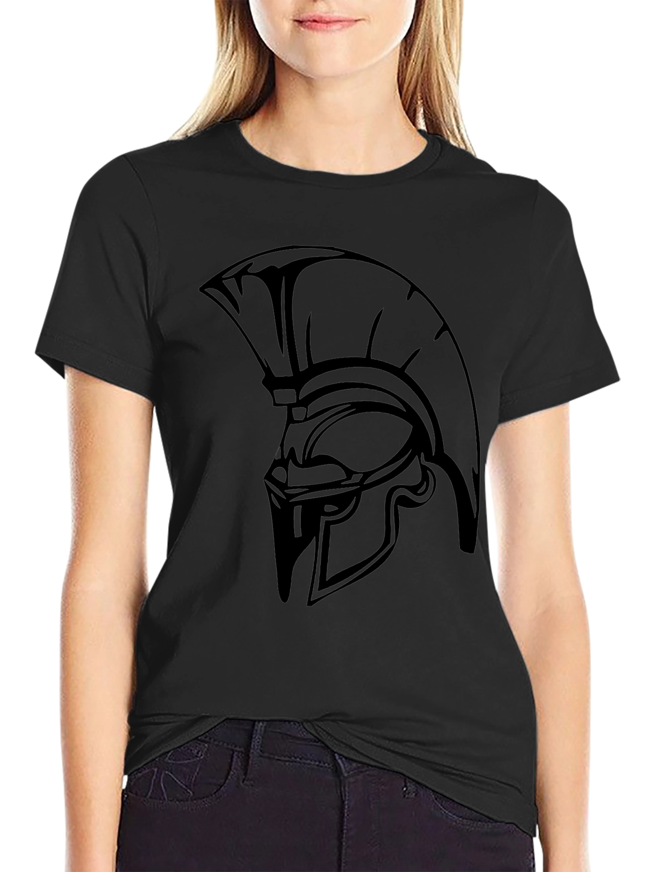 Spartan Helmet Graphic T-Shirt - Black
