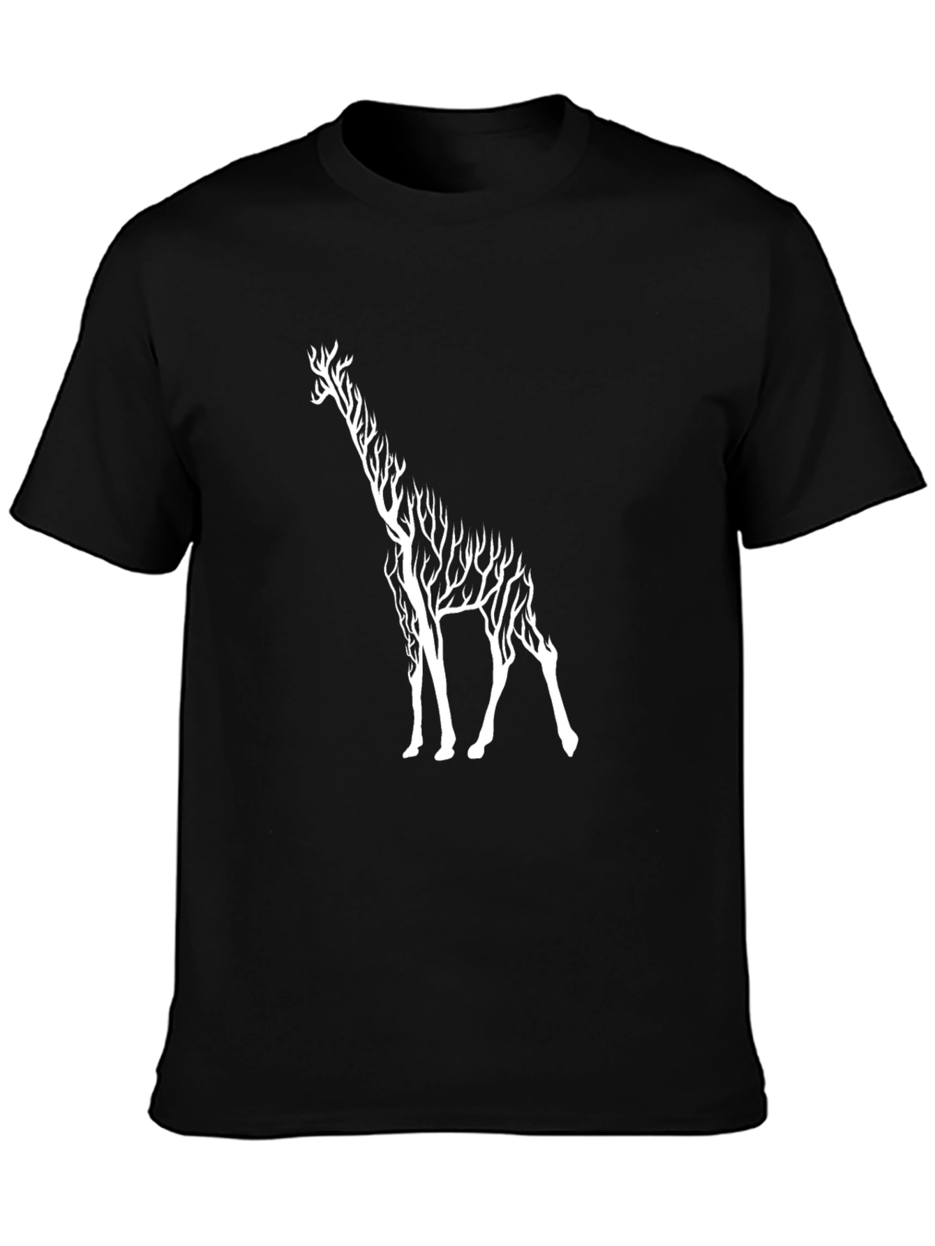 Giraffe Tree Graphic Black T-Shirt
