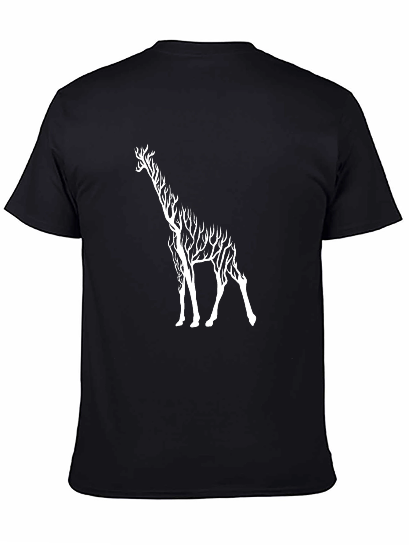 Giraffe Tree Graphic Black T-Shirt