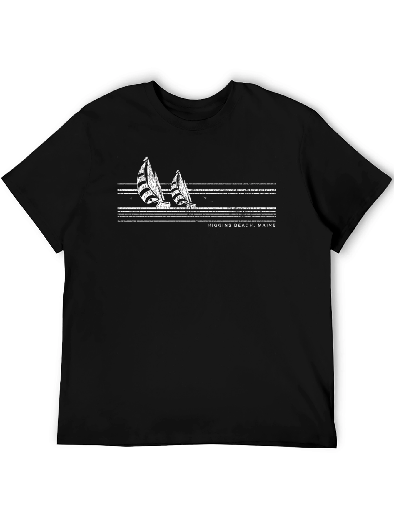 Higgins Beach Maine Sailboat Tee - Black